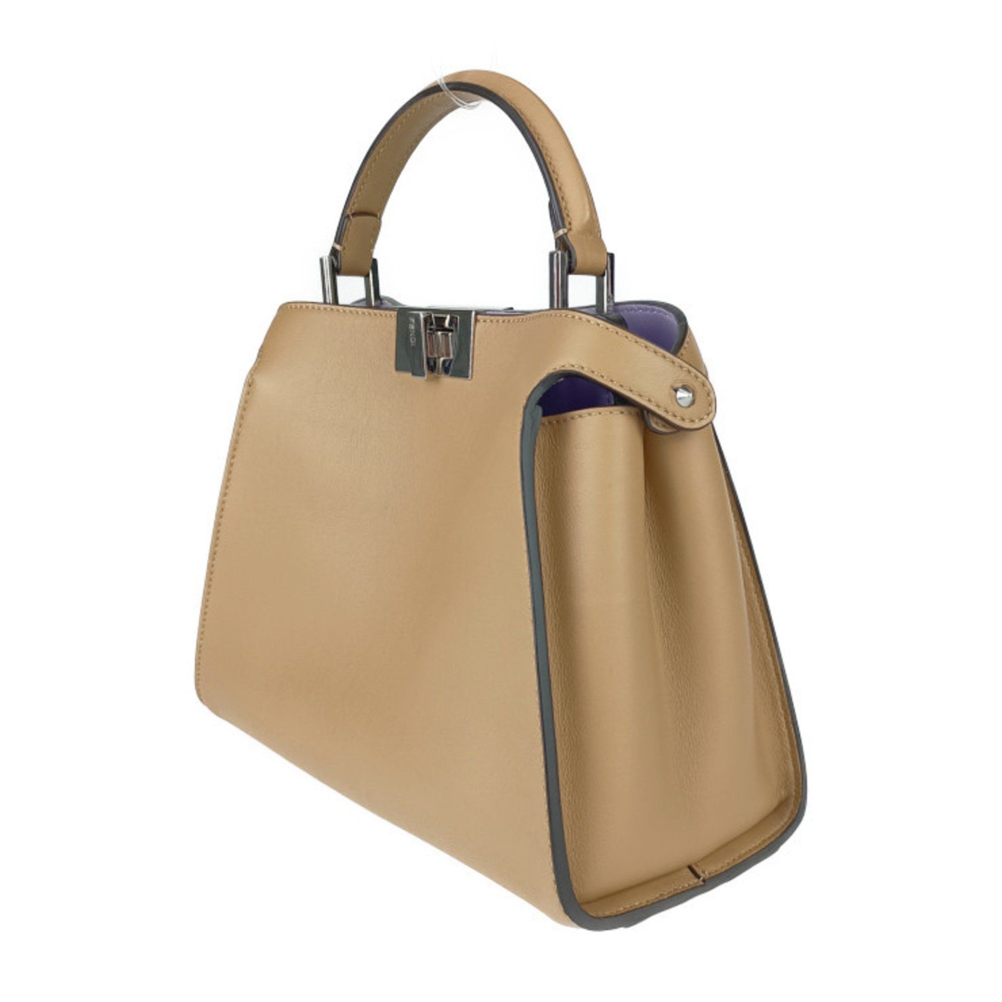 FENDI PEEKABOO ESSENTIALLY handbag 8BN302 SMQ brown purple calf leather ladies turn lock