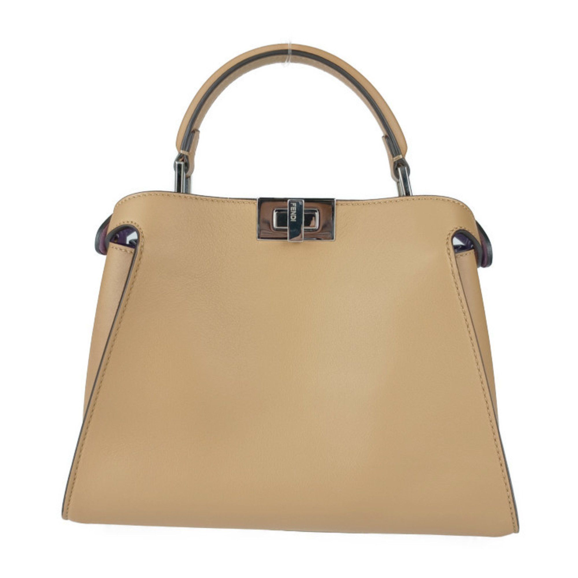 FENDI PEEKABOO ESSENTIALLY handbag 8BN302 SMQ brown purple calf leather ladies turn lock