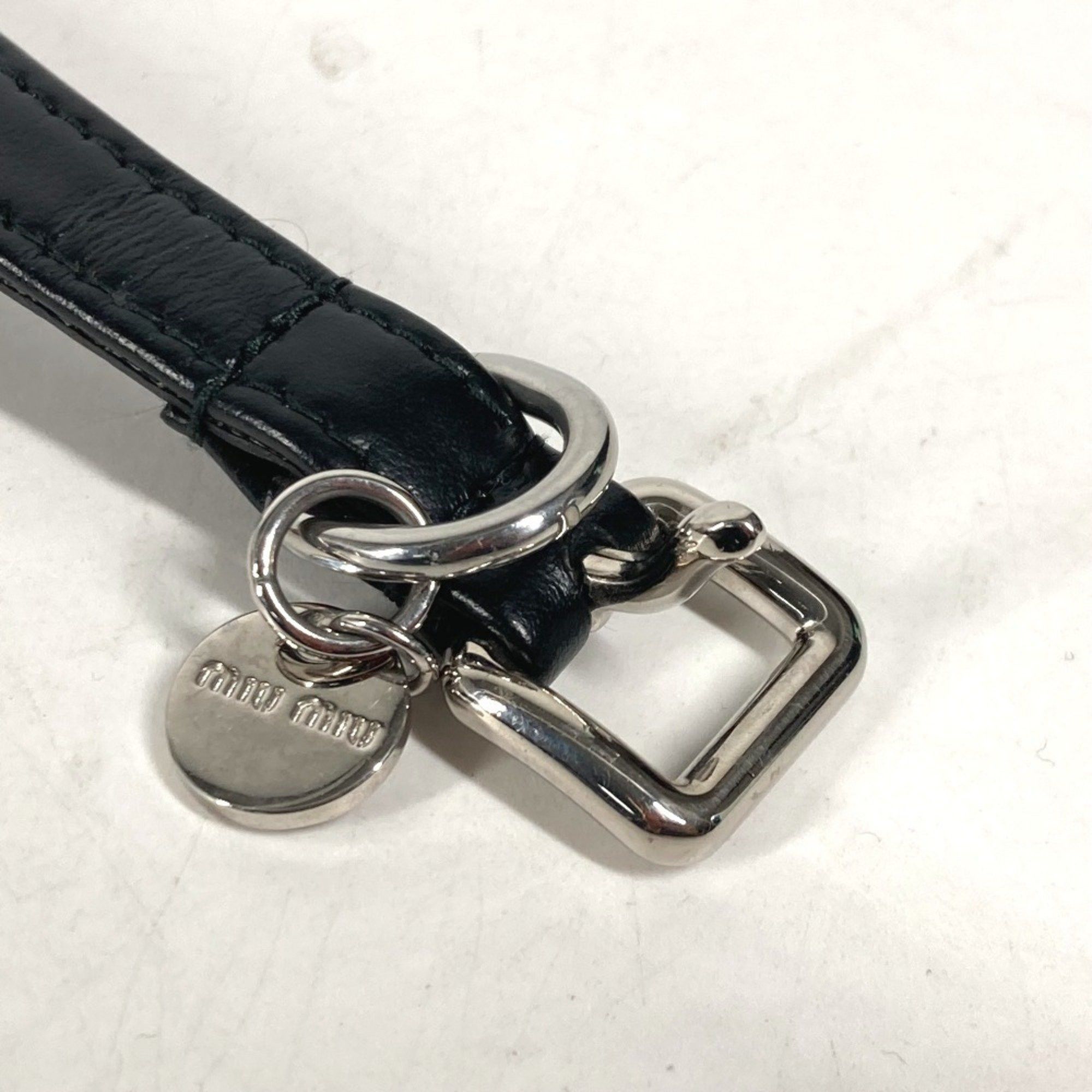 Miu Miu Miu Miu MIU Rhinestone Dog Pet Collar Leather Men's Women's Black Size ONE SIZE - 10 Thumbnail