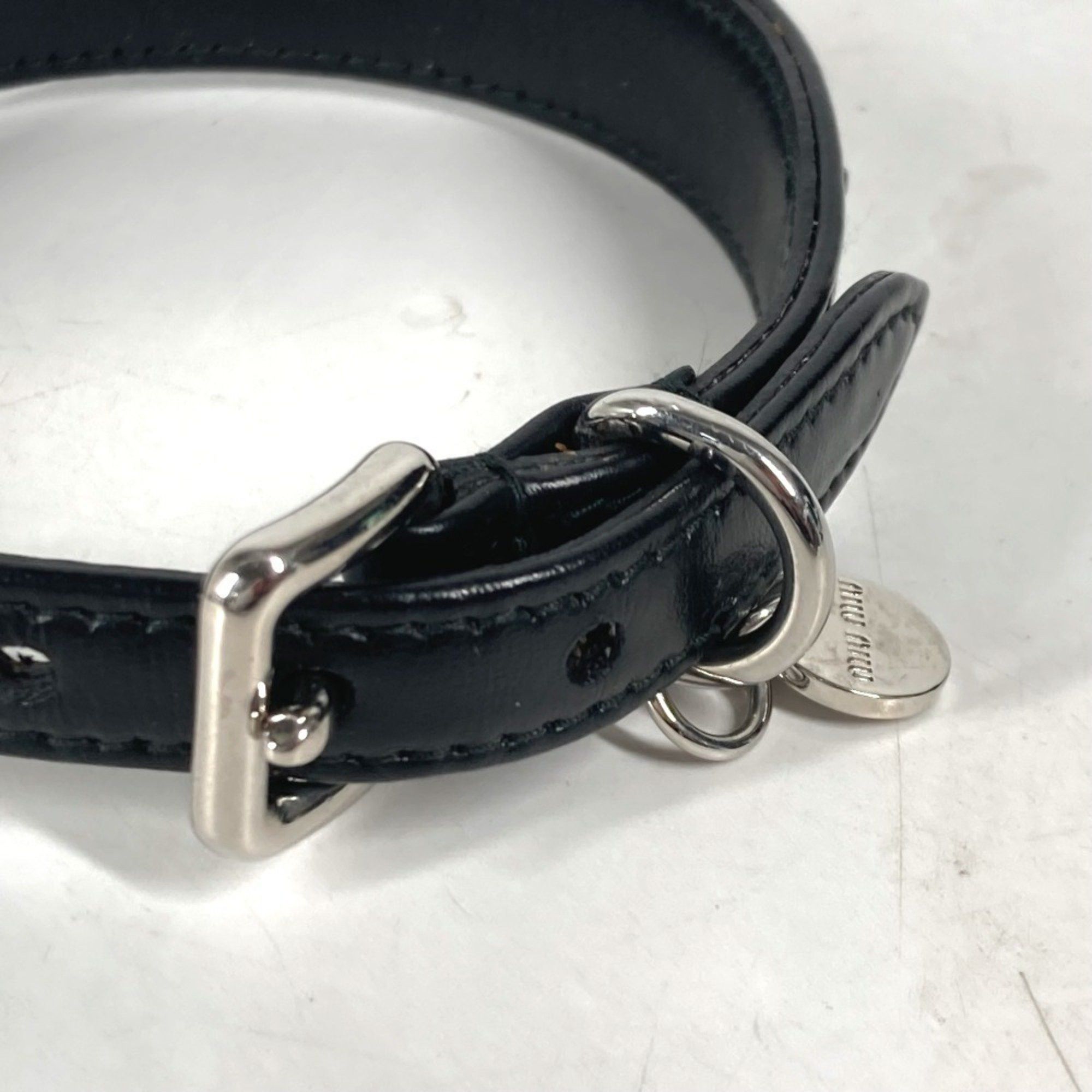 Miu Miu Miu Miu MIU Rhinestone Dog Pet Collar Leather Men's Women's Black Size ONE SIZE - 5 Thumbnail