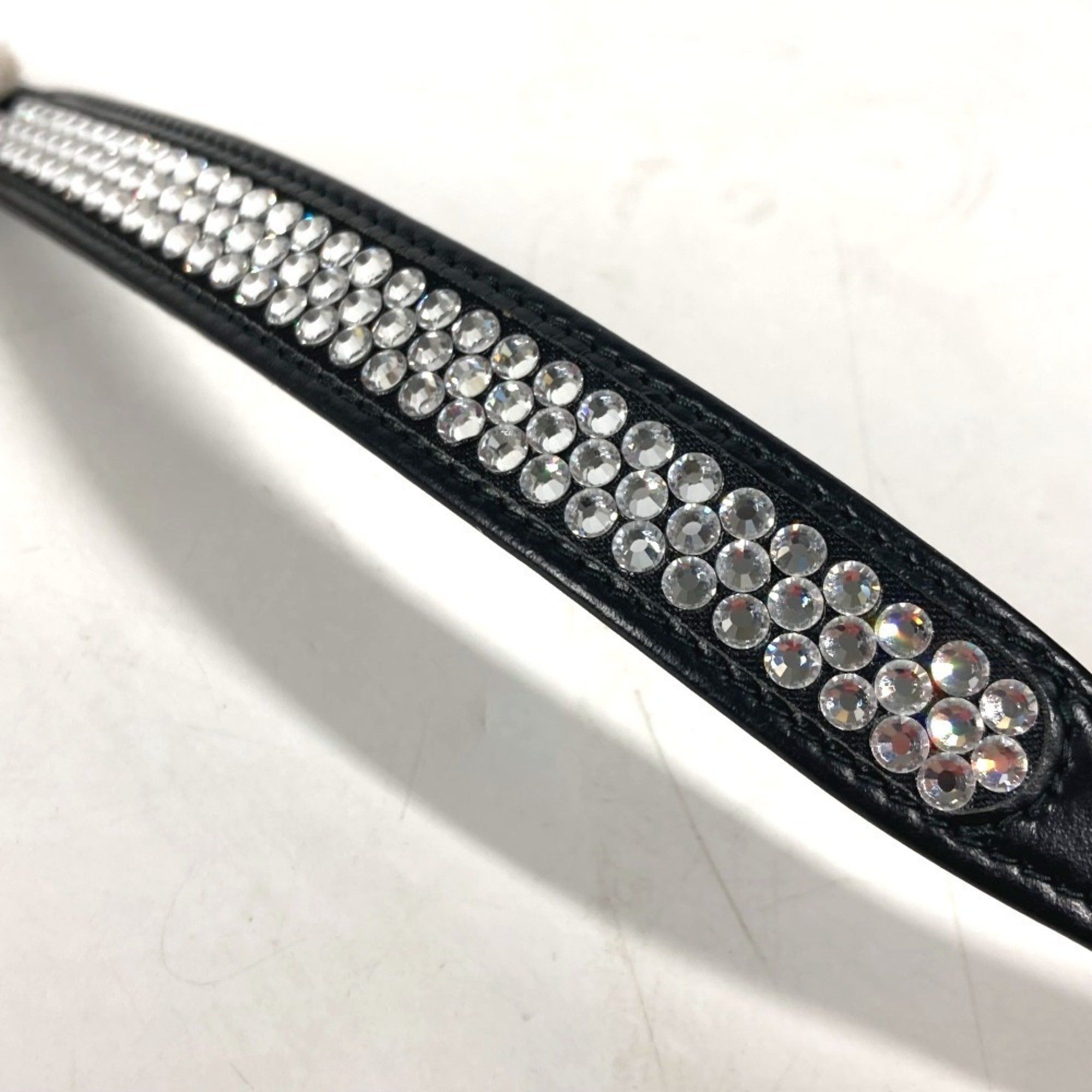 Miu Miu Miu Miu MIU Rhinestone Dog Pet Collar Leather Men's Women's Black Size ONE SIZE - 9 Thumbnail