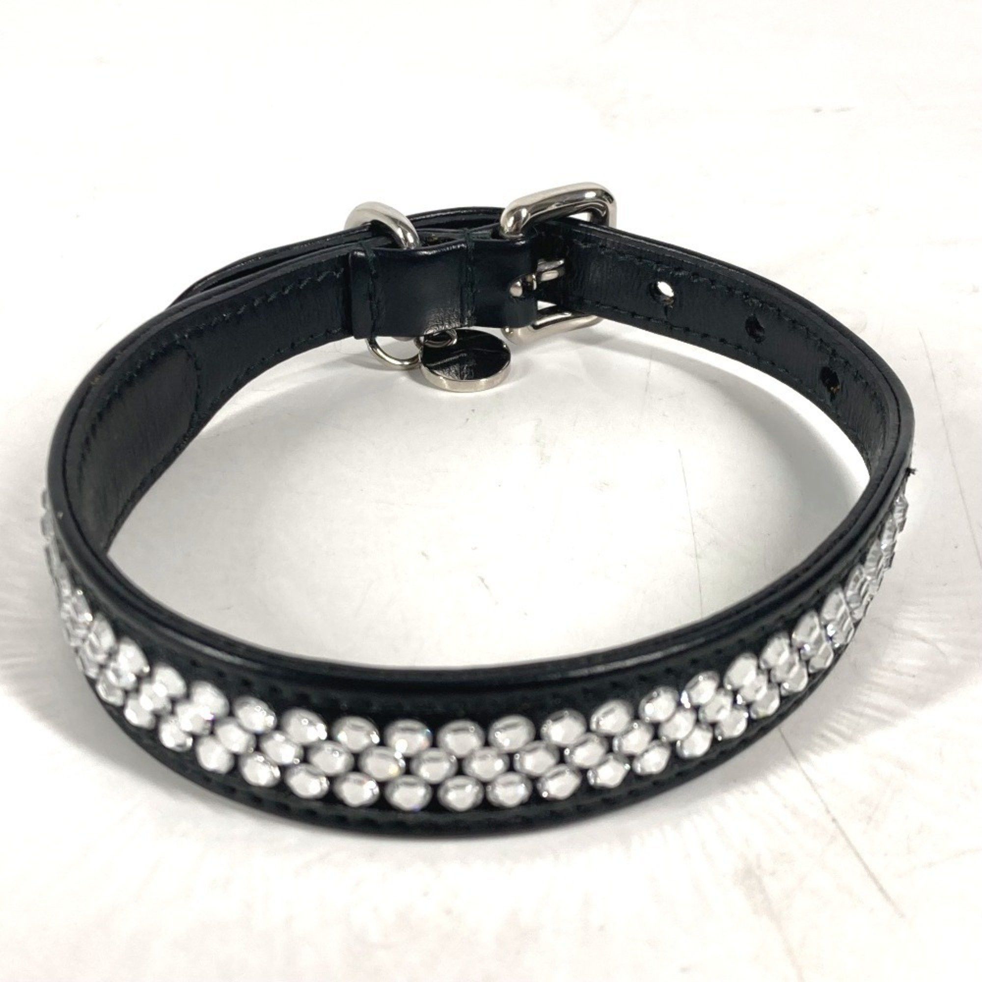 Miu Miu Miu Miu MIU Rhinestone Dog Pet Collar Leather Men's Women's Black Size ONE SIZE - 6 Thumbnail