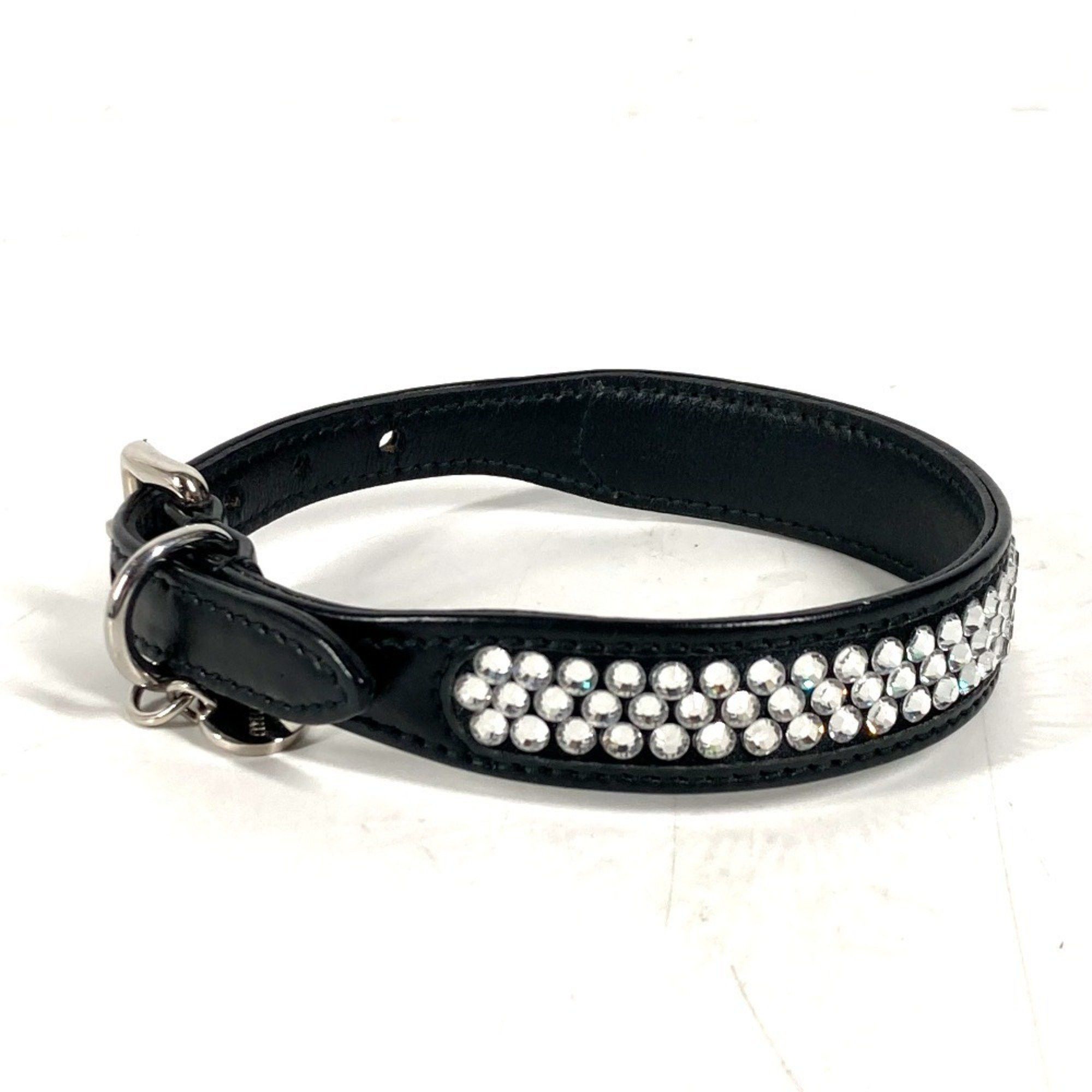 Miu Miu Miu Miu MIU Rhinestone Dog Pet Collar Leather Men's Women's Black Size ONE SIZE - 4 Thumbnail