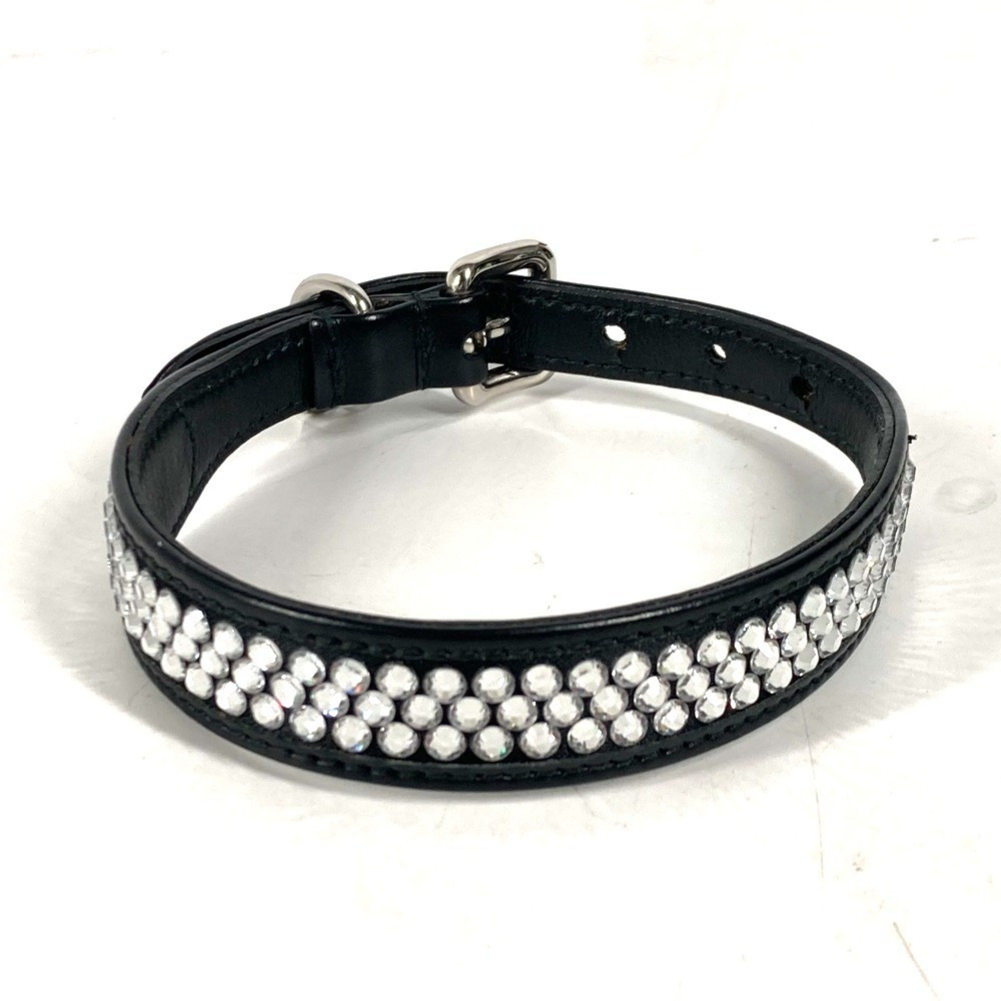 Miu Miu Miu Miu MIU Rhinestone Dog Pet Collar Leather Men's Women's Black Size ONE SIZE - 2 Thumbnail