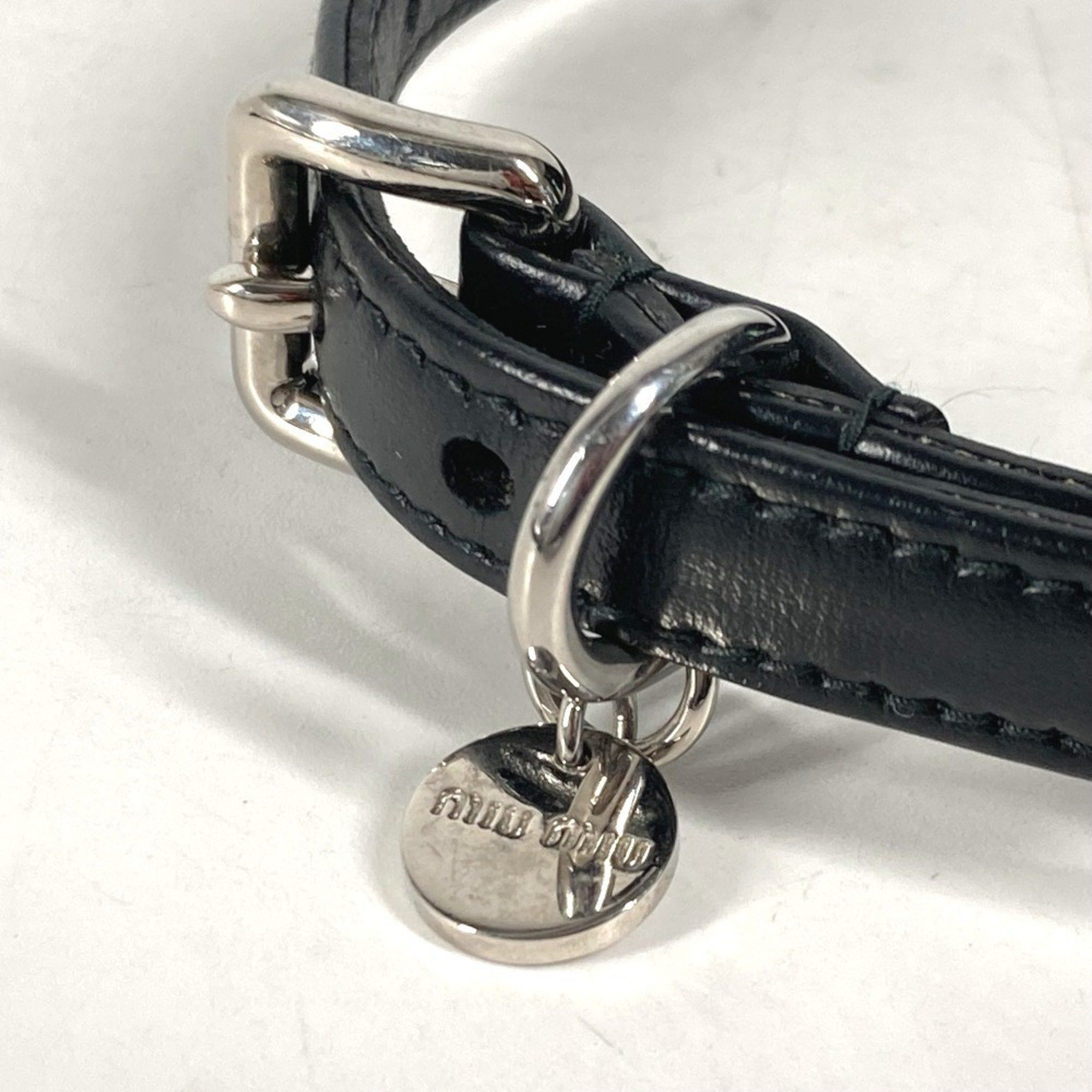 Miu Miu Miu Miu MIU Rhinestone Dog Pet Collar Leather Men's Women's Black Size ONE SIZE - 8 Thumbnail
