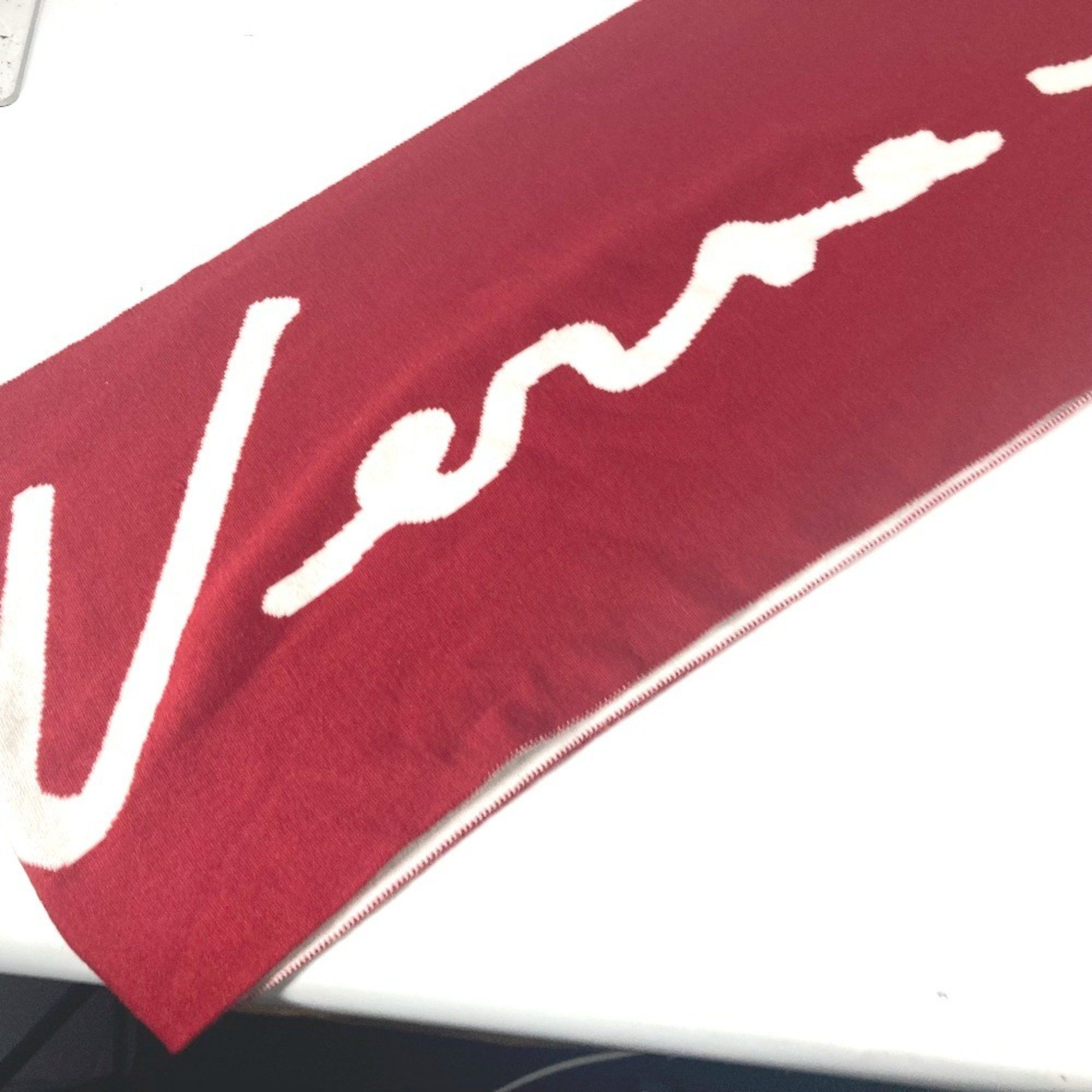 Versace Versace logo bicolor scarf wool men women red Size ONE SIZE - 4 Thumbnail