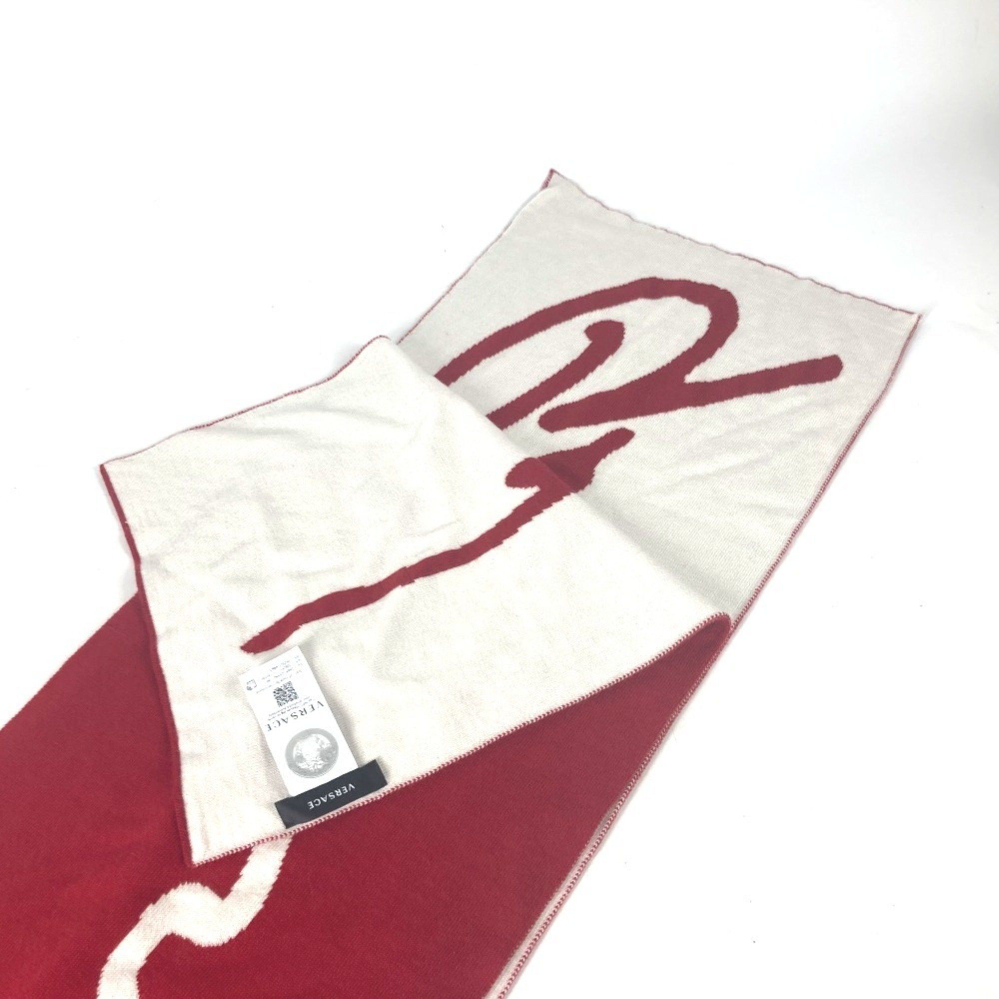 Versace Versace logo bicolor scarf wool men women red Size ONE SIZE - 5 Thumbnail