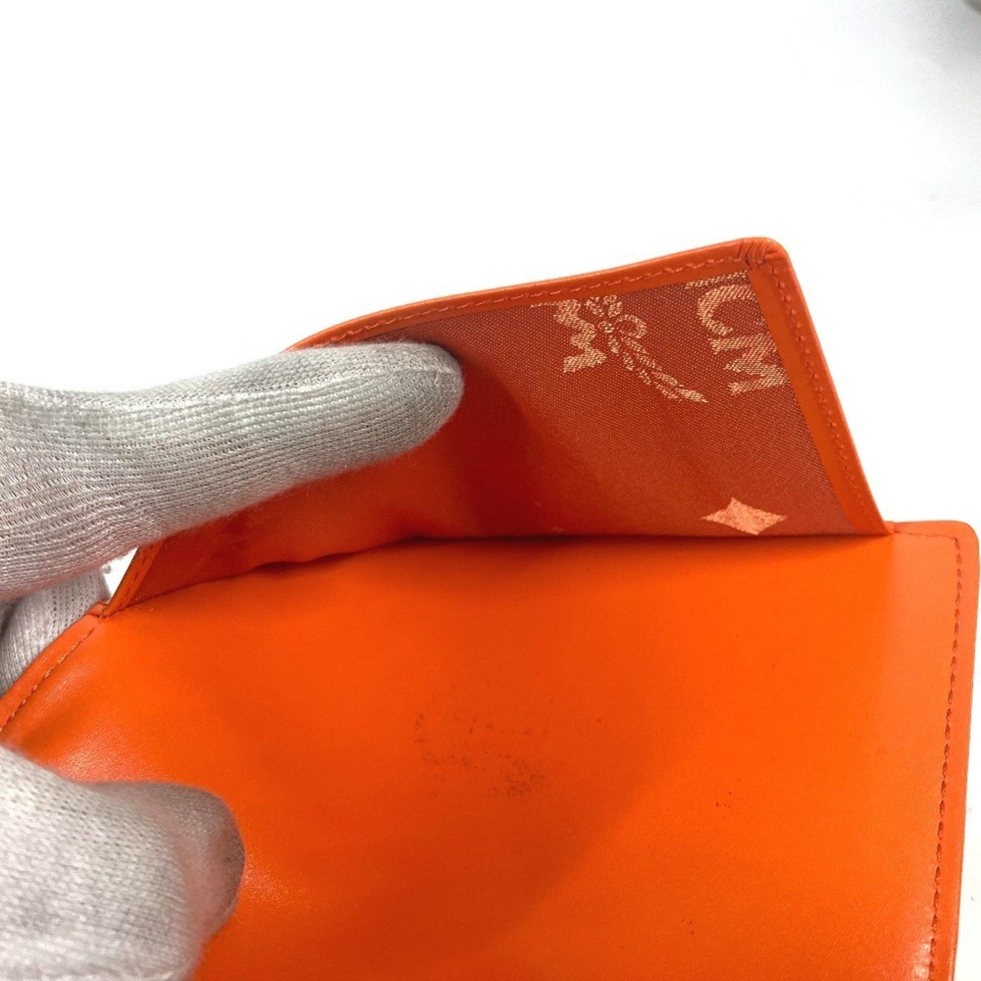 MCM MCM Bear Visetos Logo Fur Lion Passport Cover Stationery Case Leather Men's Women's Orange Size ONE SIZE - 11 Thumbnail