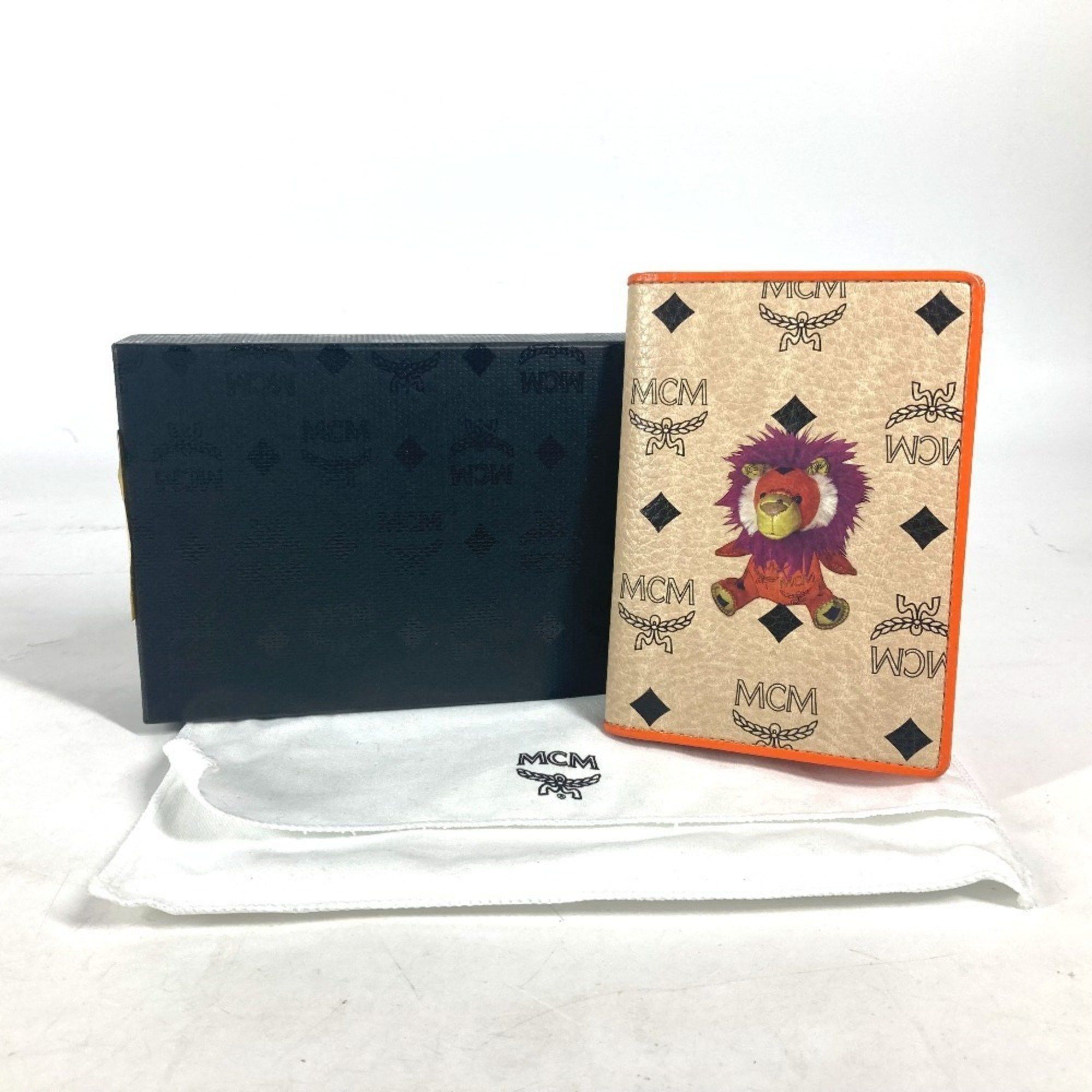 MCM MCM Bear Visetos Logo Fur Lion Passport Cover Stationery Case Leather Men's Women's Orange Size ONE SIZE - 14 Thumbnail