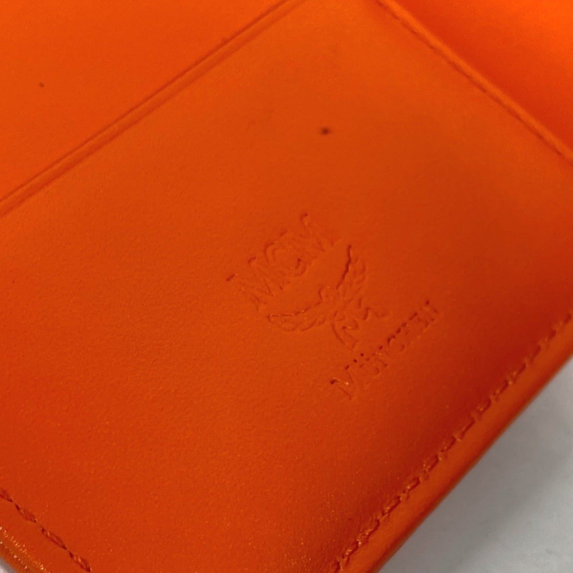 MCM MCM Bear Visetos Logo Fur Lion Passport Cover Stationery Case Leather Men's Women's Orange Size ONE SIZE - 9 Thumbnail