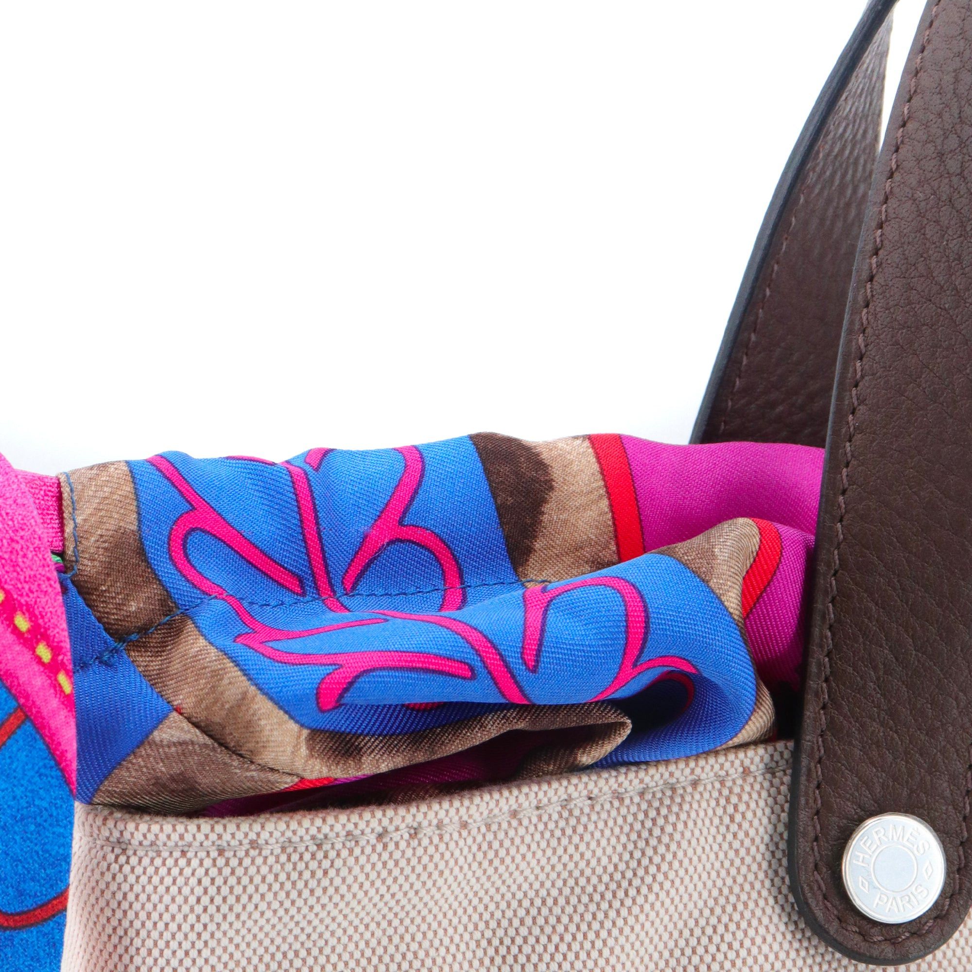 Hermes HERMÈS - Hermès handbag in multicolored canvas and silk Size ONE SIZE - 6 Thumbnail