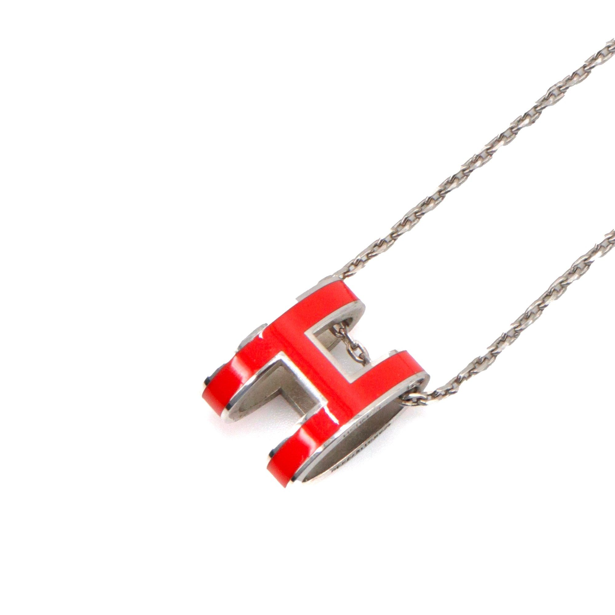 Hermes HERMÈS - Pop H Hermès necklace in silver metal and orange enamel Size ONE SIZE - 2 Thumbnail