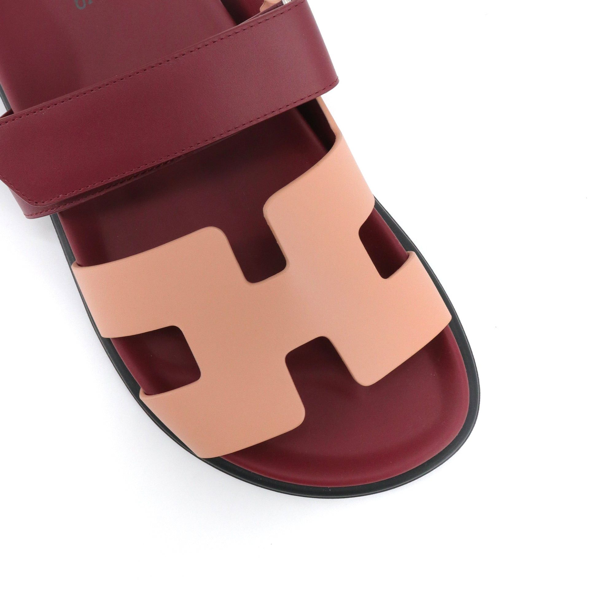 Hermes HERMÈS - Chypre Hermès sandals in burgundy and nude leather Size US 6 / IT 36 - 4 Thumbnail