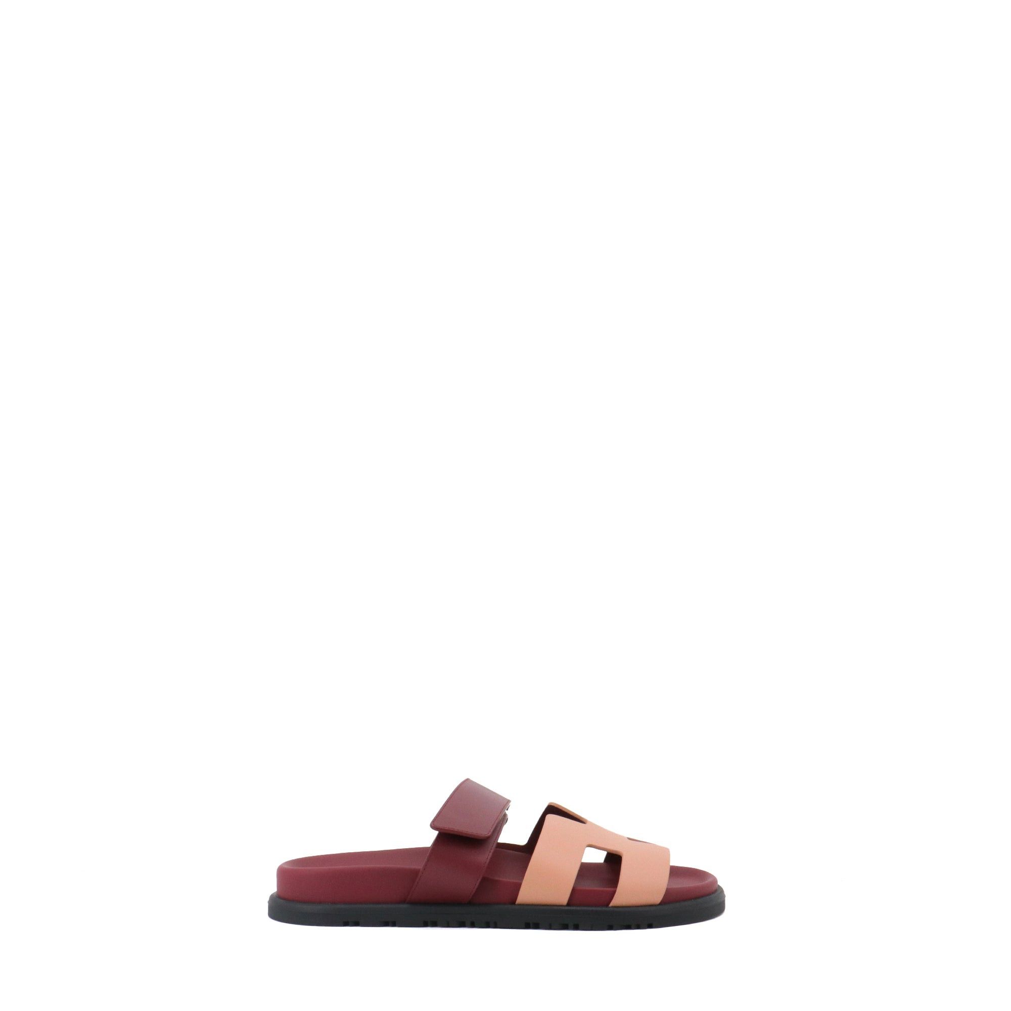 Hermes HERMÈS - Chypre Hermès sandals in burgundy and nude leather Size US 6 / IT 36 - 2 Thumbnail