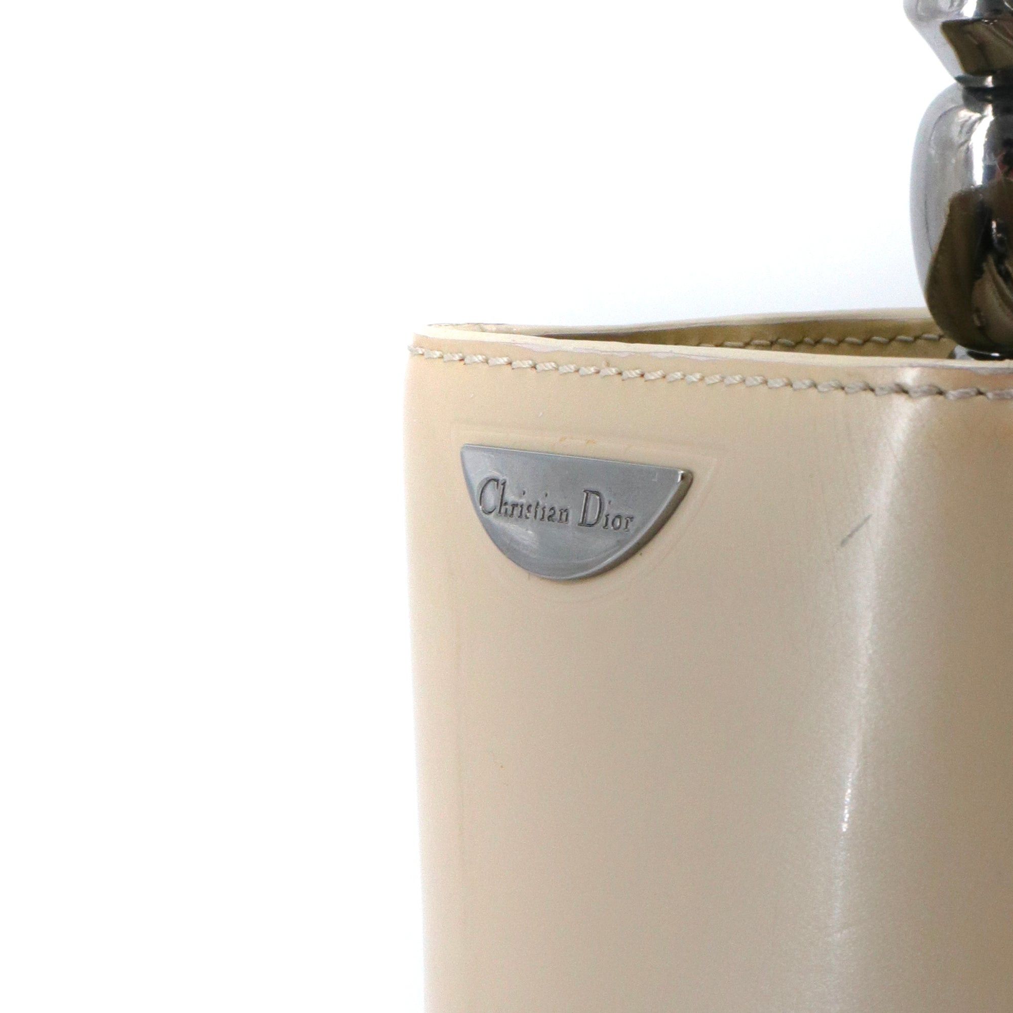 Dior DIOR - Lady Perla Dior shoulder bag in beige patent leather Size ONE SIZE - 5 Thumbnail