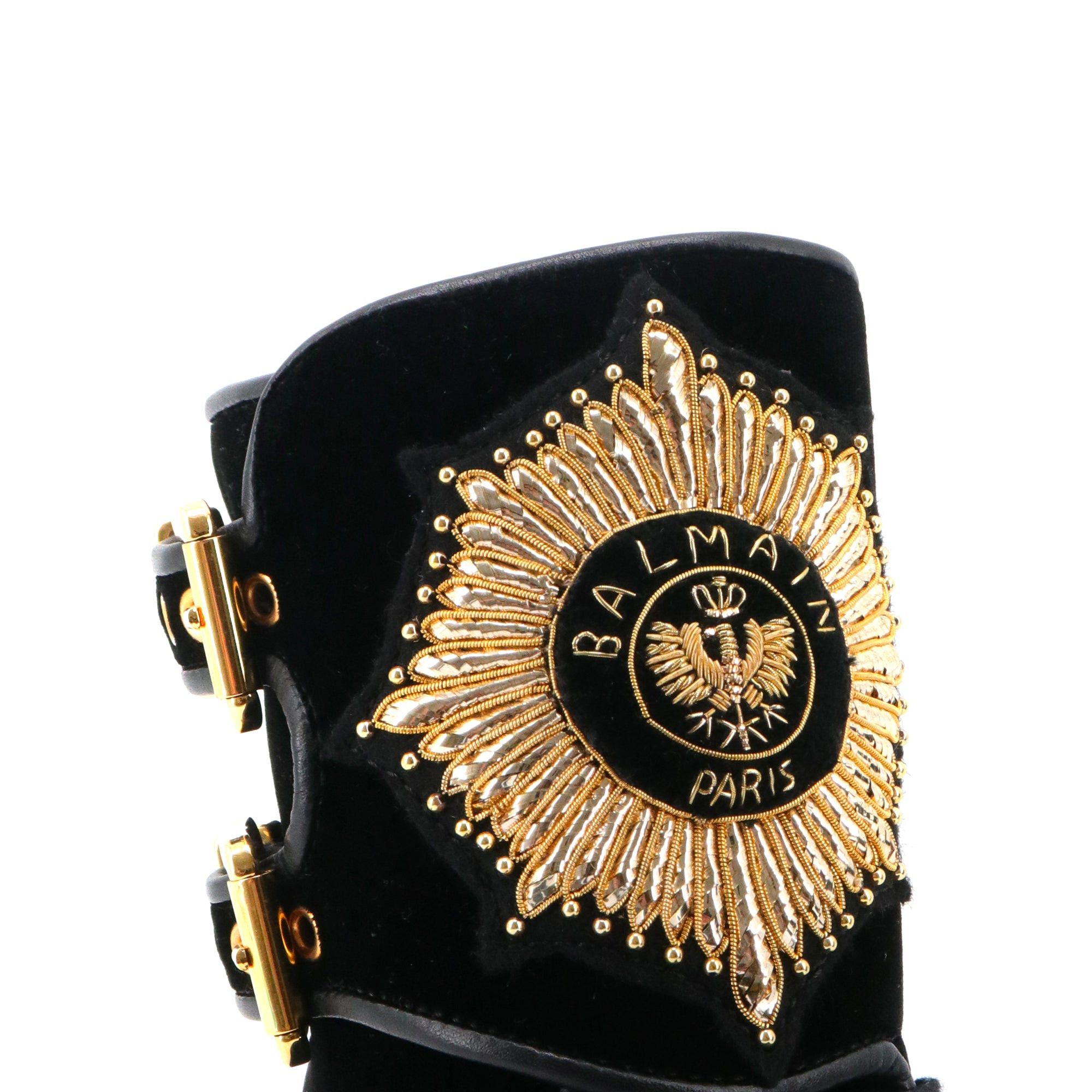 Balmain BALMAIN - Balmain Eagle ankle boots in black velvet (T37) Size US 6 / IT 36 - 4 Thumbnail