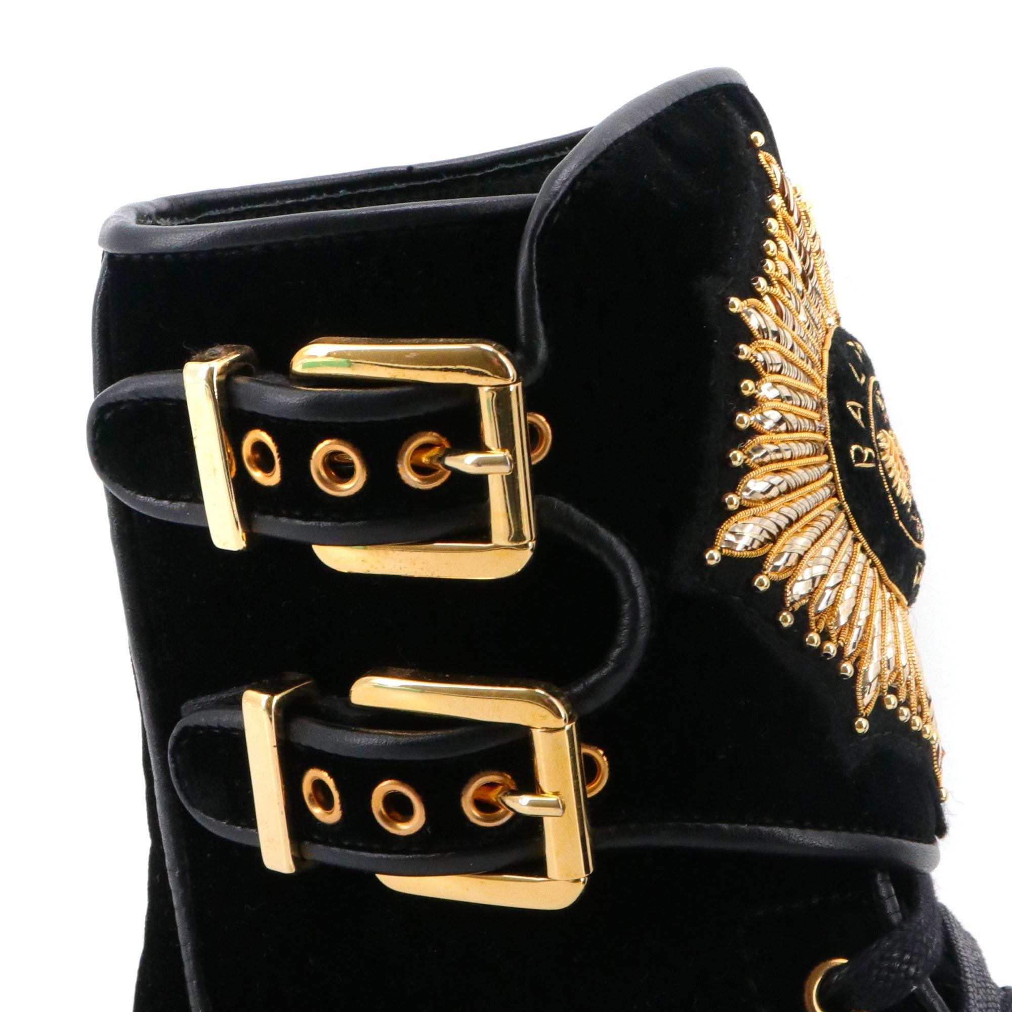 Balmain BALMAIN - Balmain Eagle ankle boots in black velvet (T37) Size US 6 / IT 36 - 5 Thumbnail
