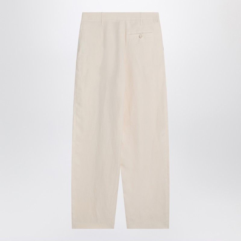 Stella McCartney Stella Mccartney Wide Butter-Coloured Pants In Linen Blend Size 26" / US 2 / IT 38 - 2 Thumbnail