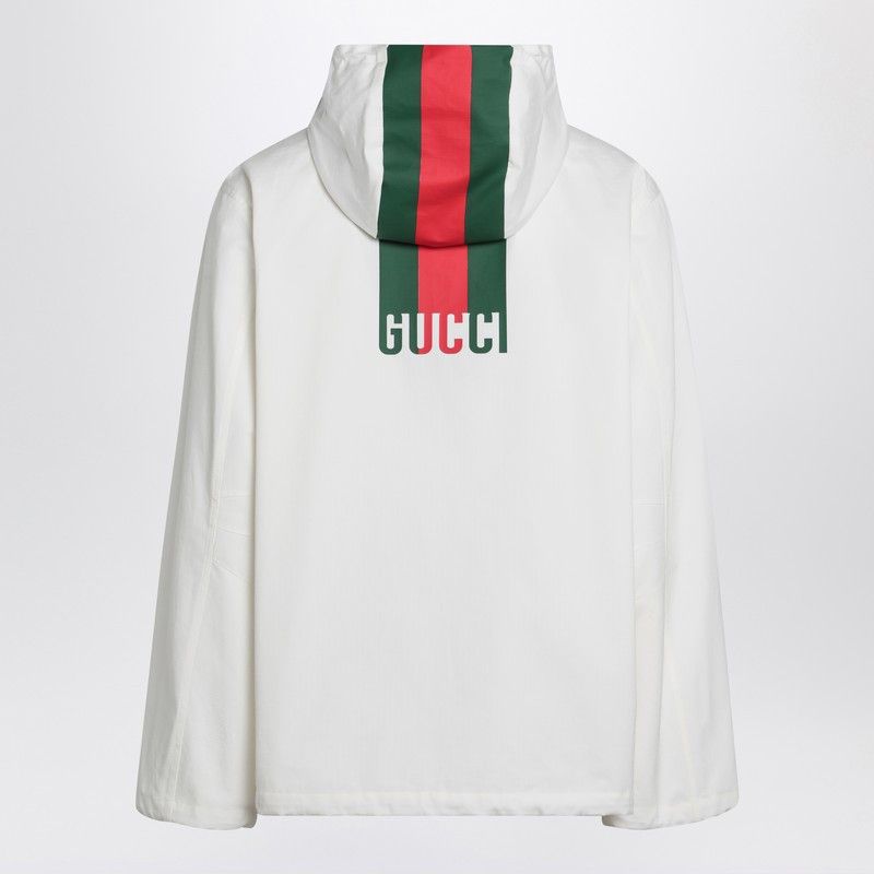 Gucci Gucci White Zip-Up Jacket With Logo Print Size US M / EU 48-50 / 2 - 2 Thumbnail
