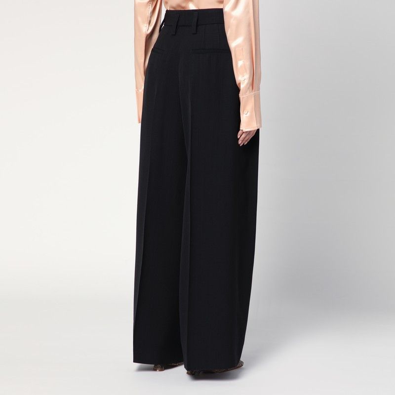 Jil Sander Jil Sander Wide Black Pants In Silk Blend Size 27" / US 4 / IT 40 - 2 Thumbnail