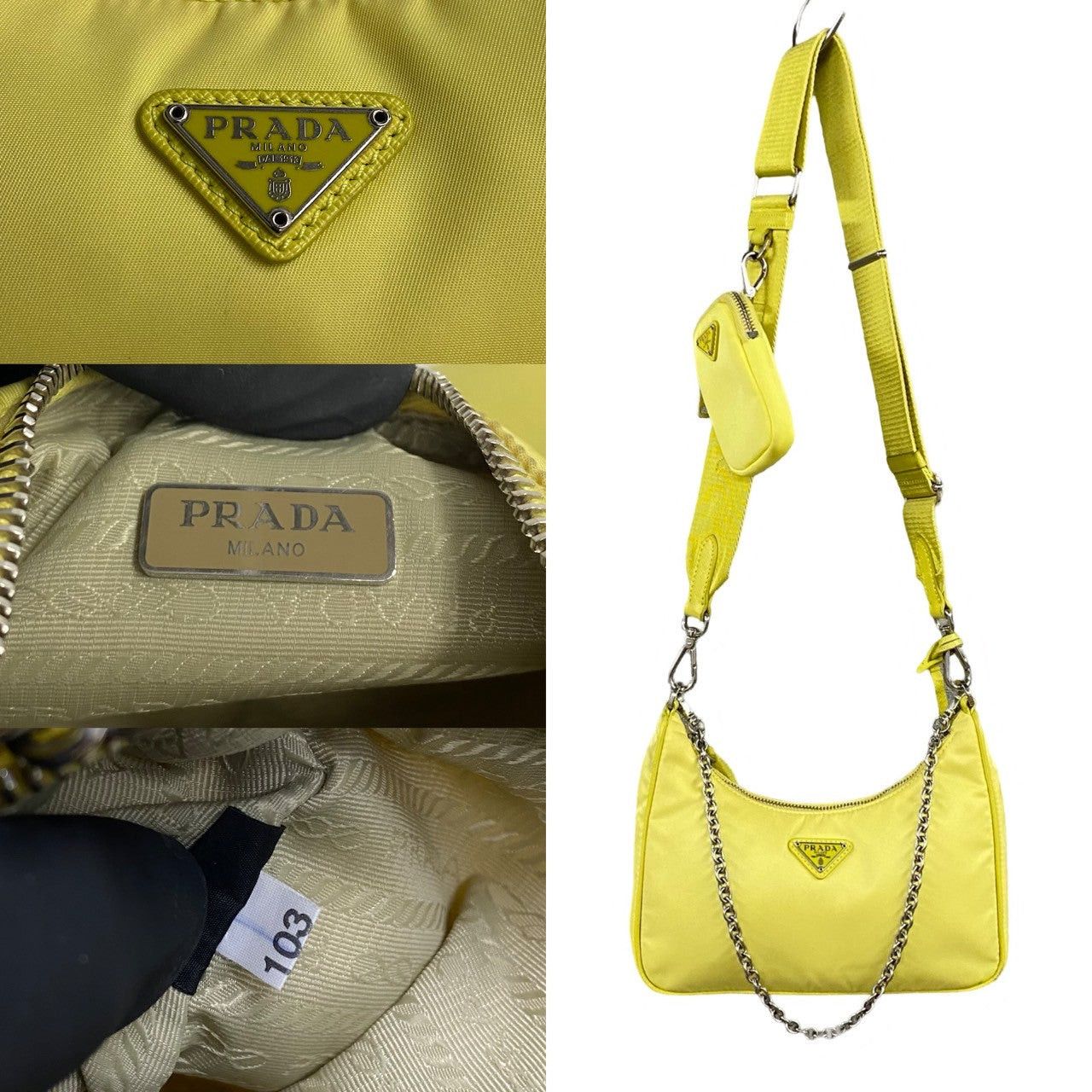 Prada Prada Shoulder Bag Yellow Synthetic Size ONE SIZE - 2 Thumbnail