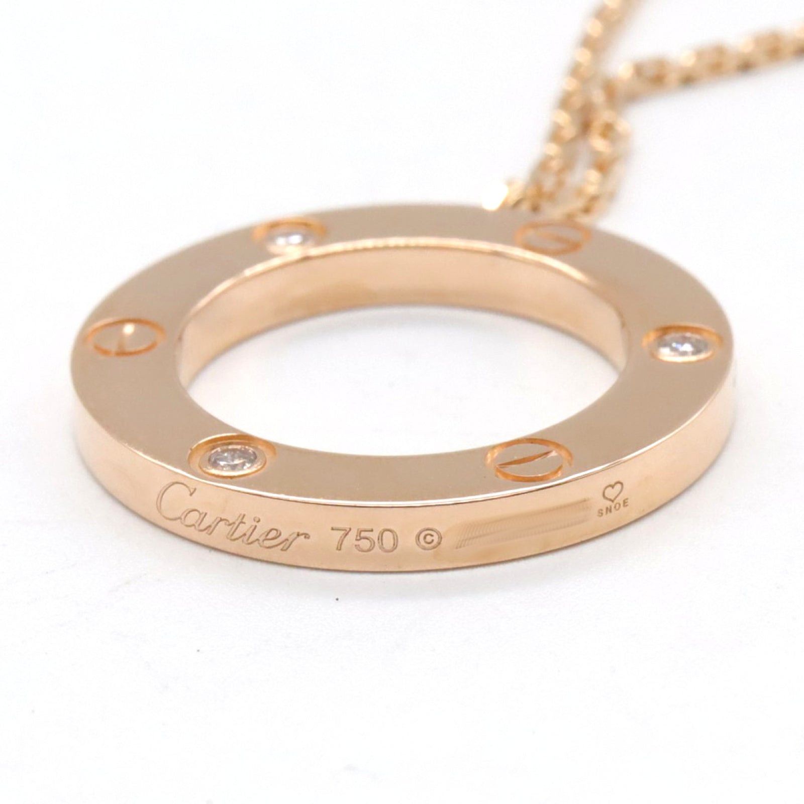 Cartier Cartier Love Circle Necklace 3Pd K18Pg (Pink Gold) Diamond Clear Size ONE SIZE - 4 Thumbnail