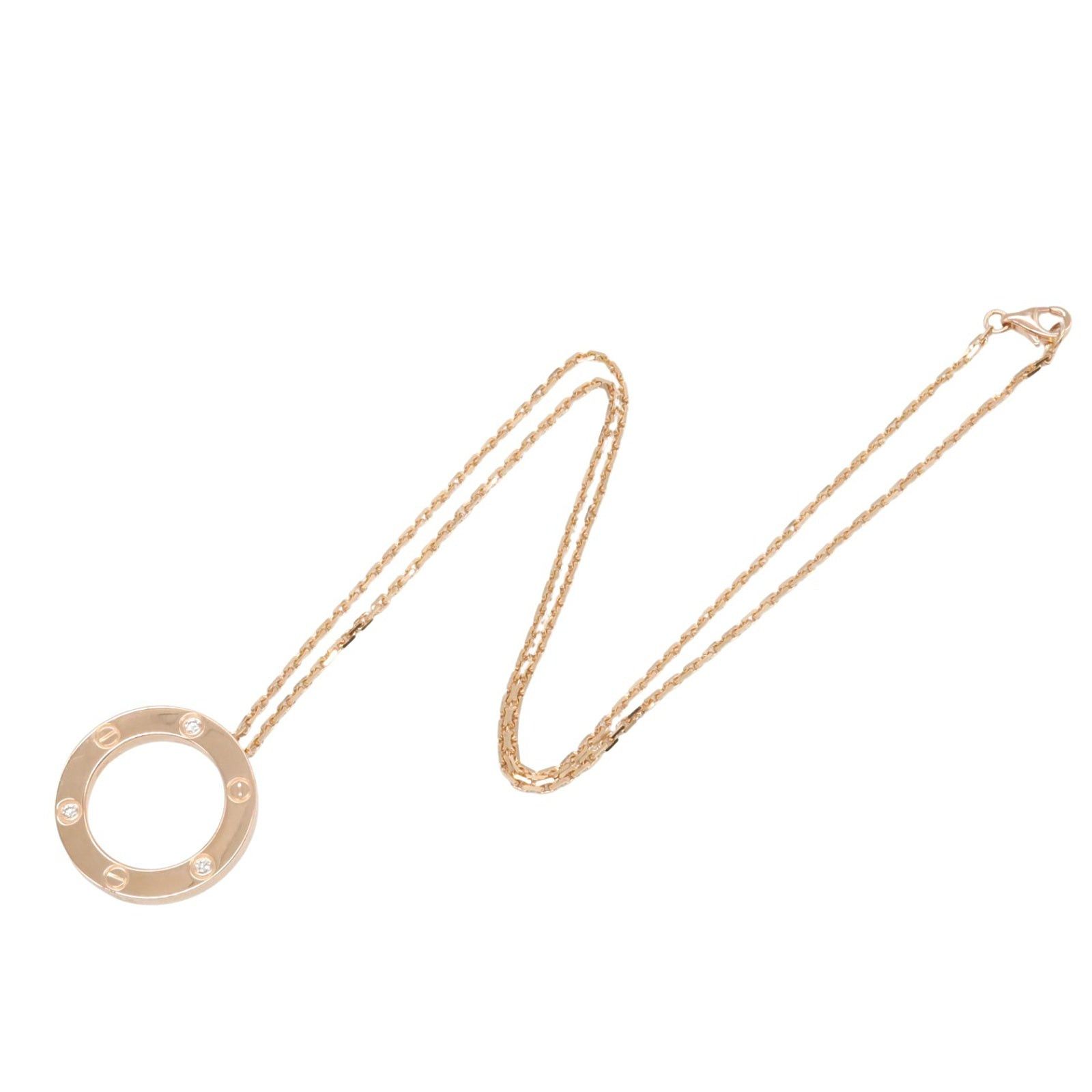 Cartier Cartier Love Circle Necklace 3Pd K18Pg (Pink Gold) Diamond Clear Size ONE SIZE - 3 Thumbnail
