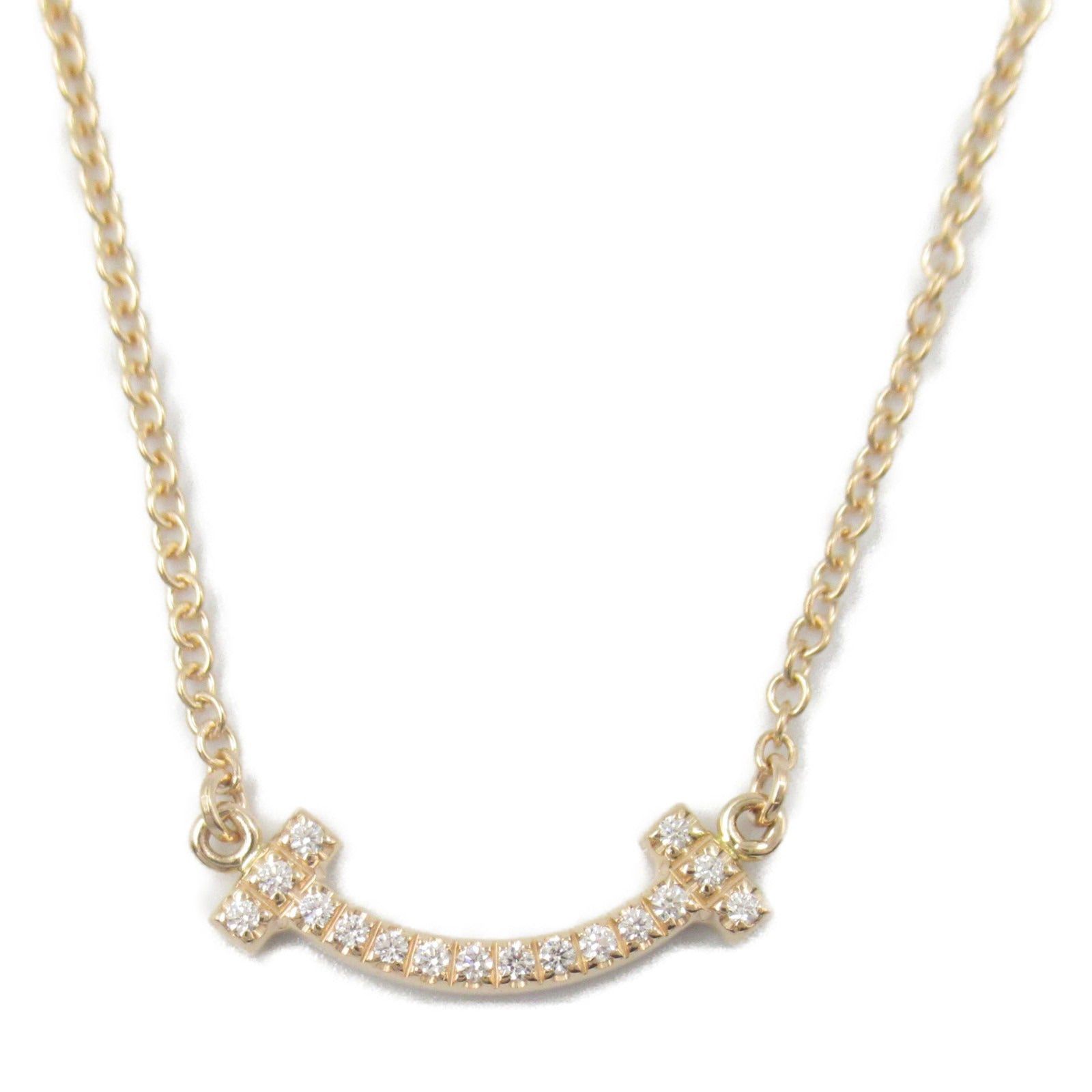 Tiffany & Co. Tiffany Co T-Smile Mini Diamond Necklace K18Pg (Pink Gold) Clear Size ONE SIZE - 2 Thumbnail