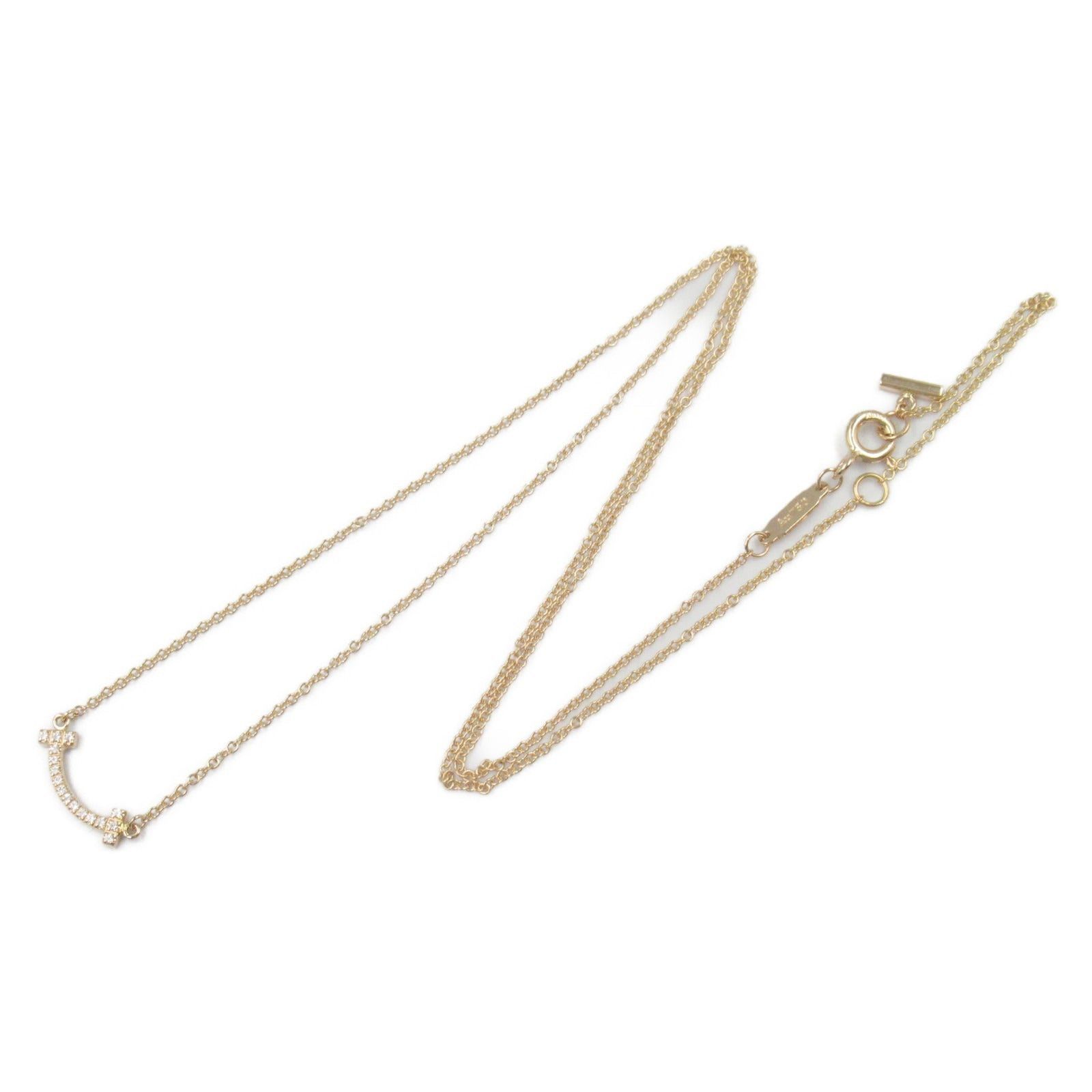 Tiffany & Co. Tiffany Co T-Smile Mini Diamond Necklace K18Pg (Pink Gold) Clear Size ONE SIZE - 3 Thumbnail
