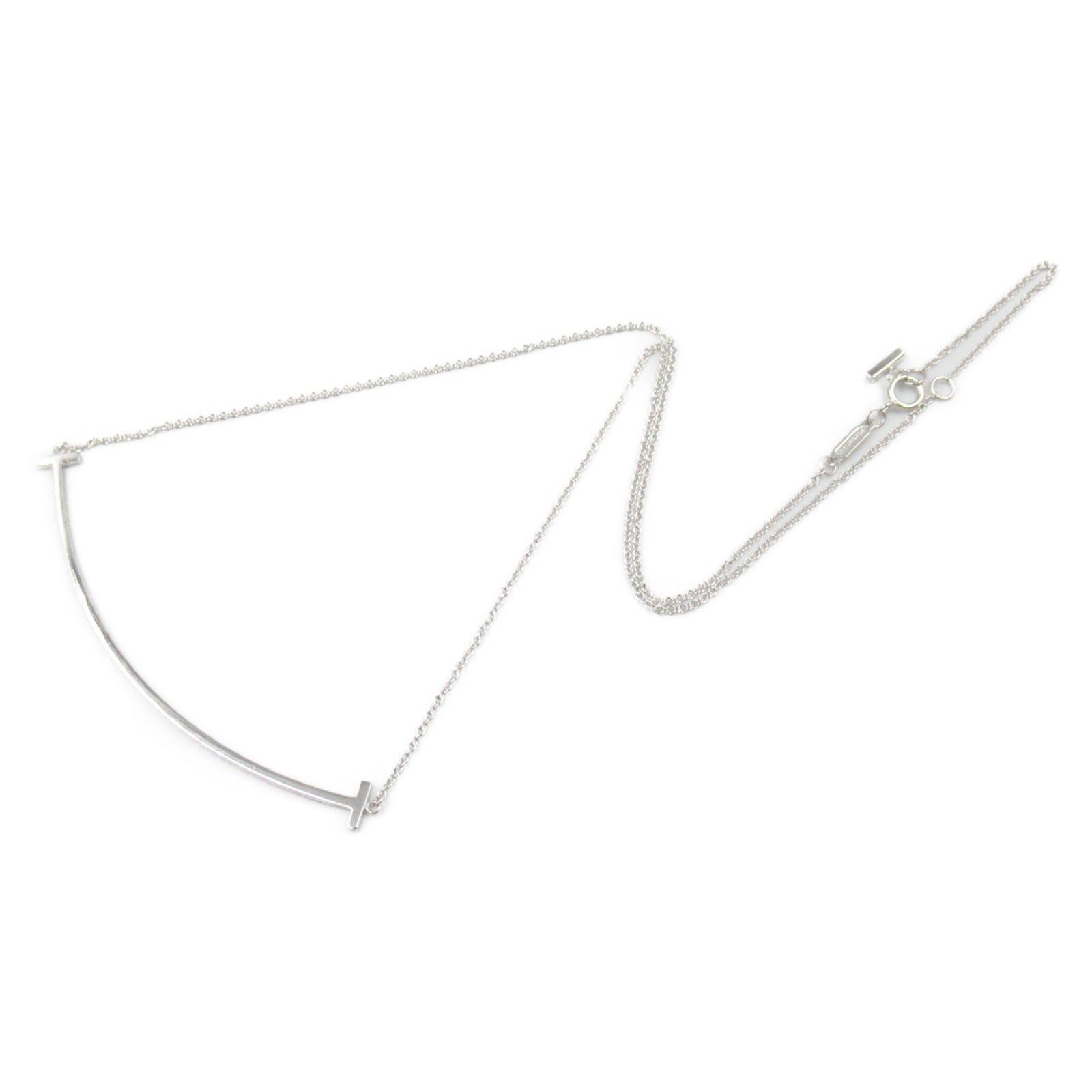 Tiffany & Co. Tiffany Co T-Smile Large Necklace K18Wg (White Gold) Silver Size ONE SIZE - 3 Thumbnail