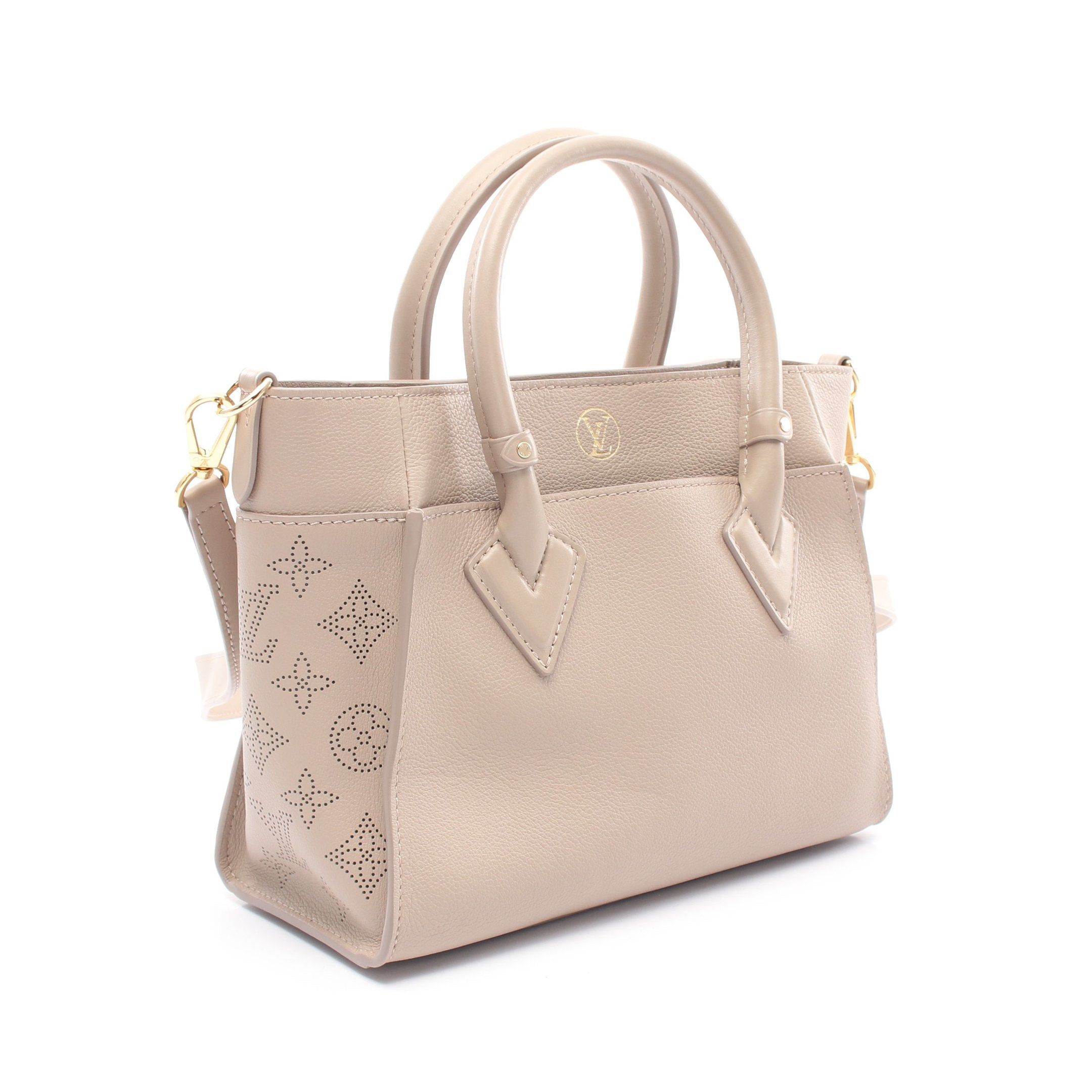 Louis Vuitton Louis Vuitton On My Side Pm Carré Handbag Leather Gray Beige Size ONE SIZE - 2 Thumbnail