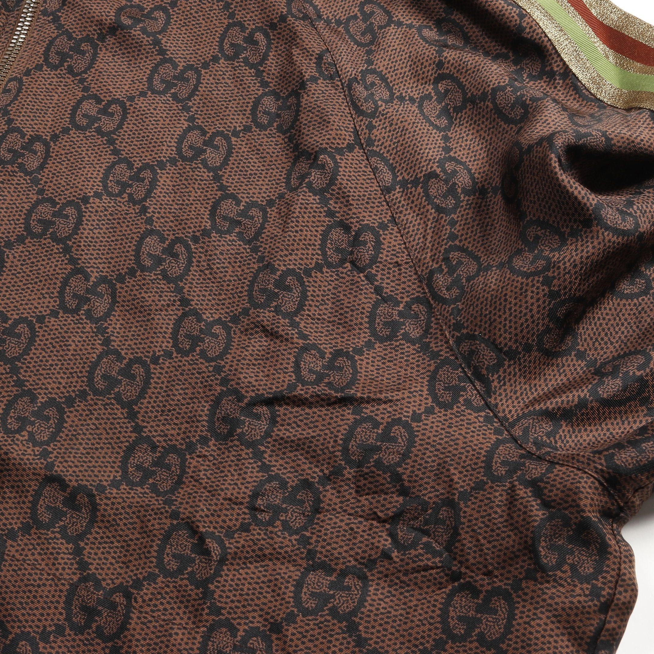 Gucci Gucci Gg Supreme Zip Up Jacket Track Silk Brown Size ONE SIZE - 11 Thumbnail