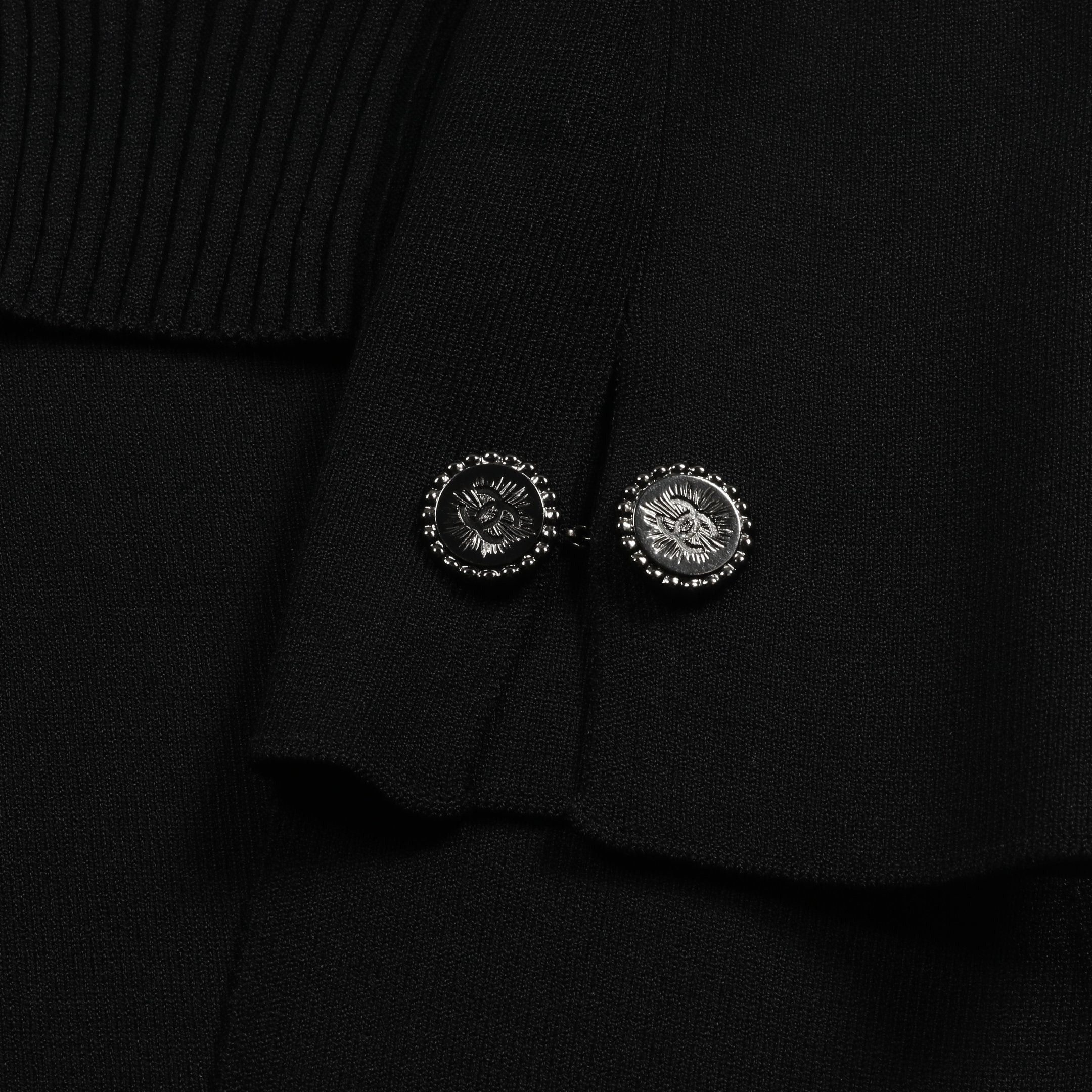 Chanel Chanel Cocomark Button Deformation Cardigan Rayon Black Size ONE SIZE - 7 Thumbnail