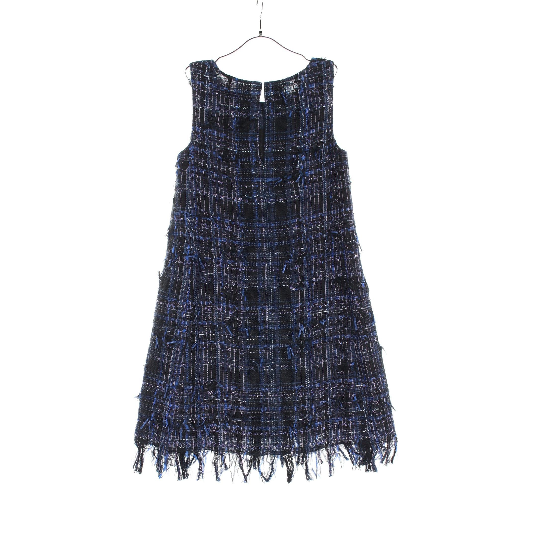 Chanel Chanel Coco Mark Tweed One Piece No Sleeve Cotton Silk Navy Multicolor Size ONE SIZE - 2 Thumbnail