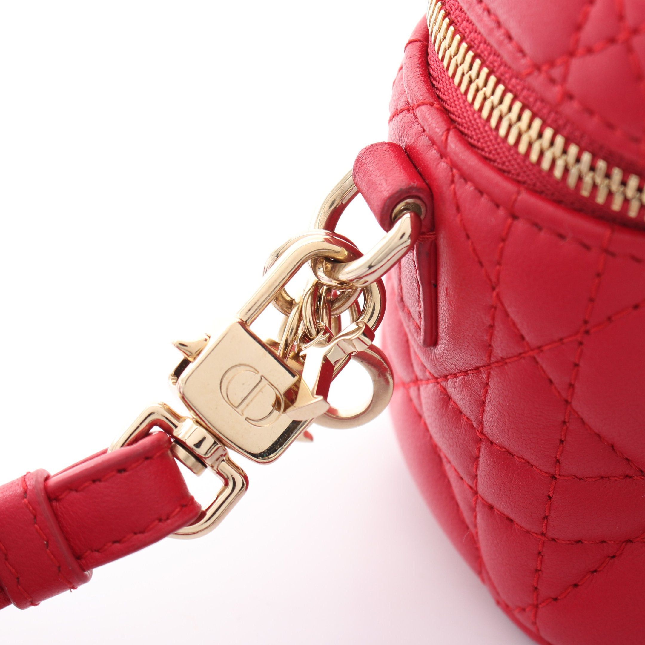 Dior Dior Lady Dior Micro Vanity Canage Handbag Bag Leather Red Size ONE SIZE - 6 Thumbnail