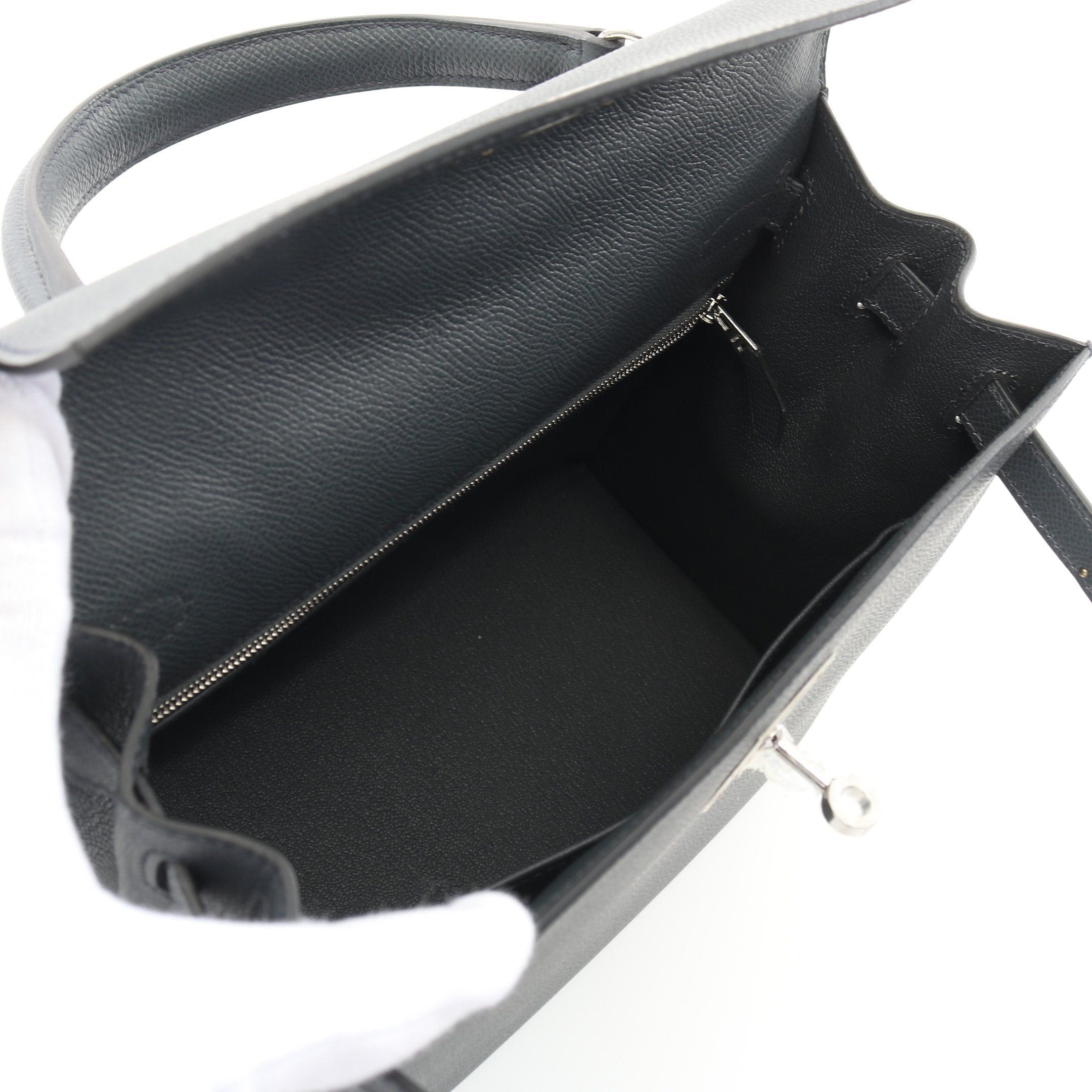 Hermes Hermes Kelly28 Grimist Handbag Veau Epsom Gray Silver Hardware Outside Sewing Double Engraved Size ONE SIZE - 3 Thumbnail