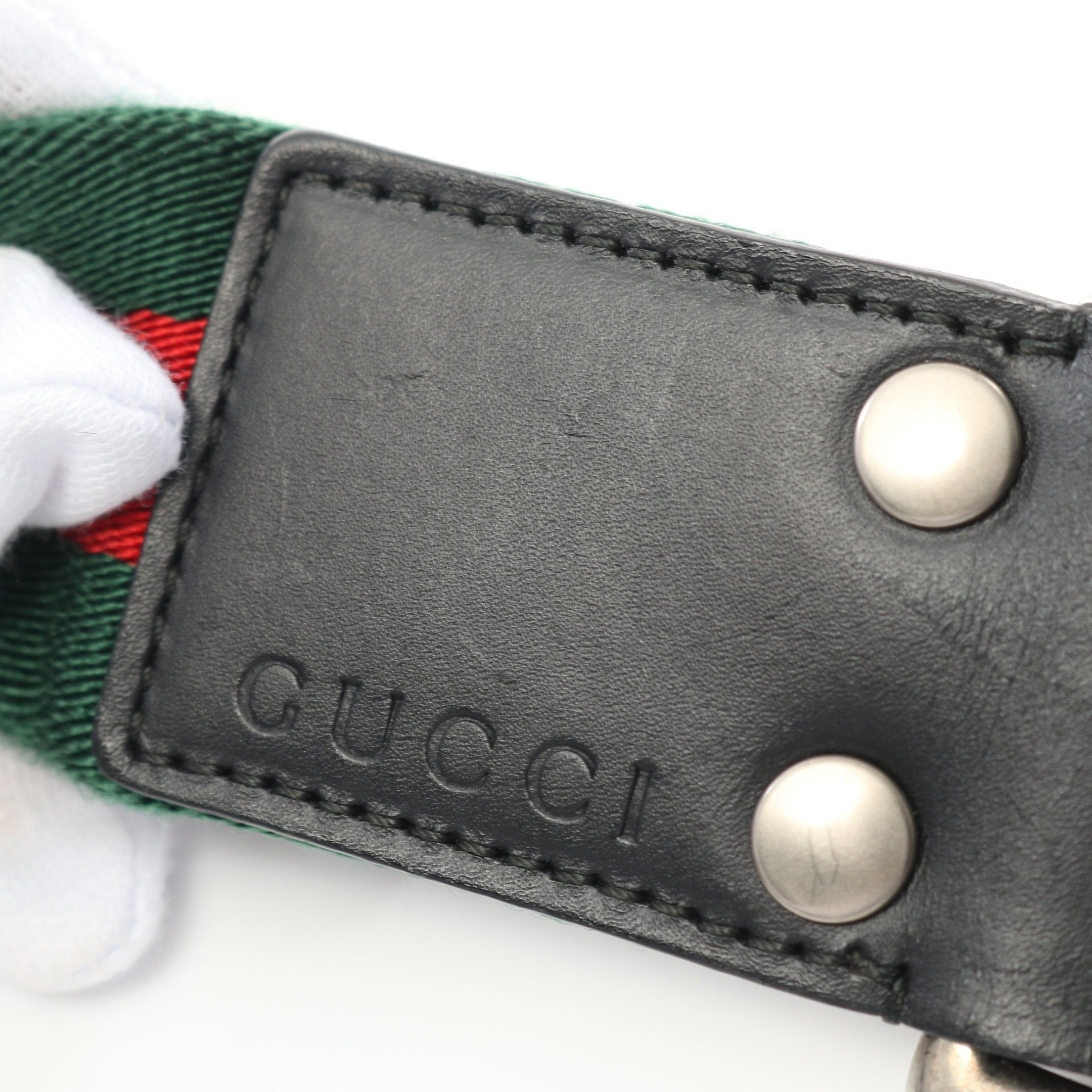 Gucci Gucci Sherry Line Belt Canvas Leather Green Red Black Size ONE SIZE - 5 Thumbnail
