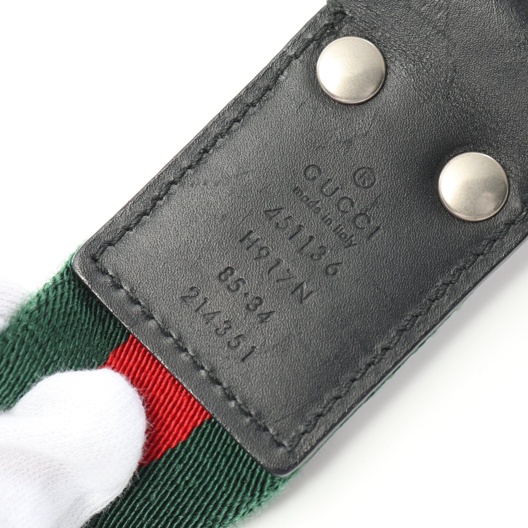 Gucci Gucci Sherry Line Belt Canvas Leather Green Red Black Size ONE SIZE - 3 Thumbnail