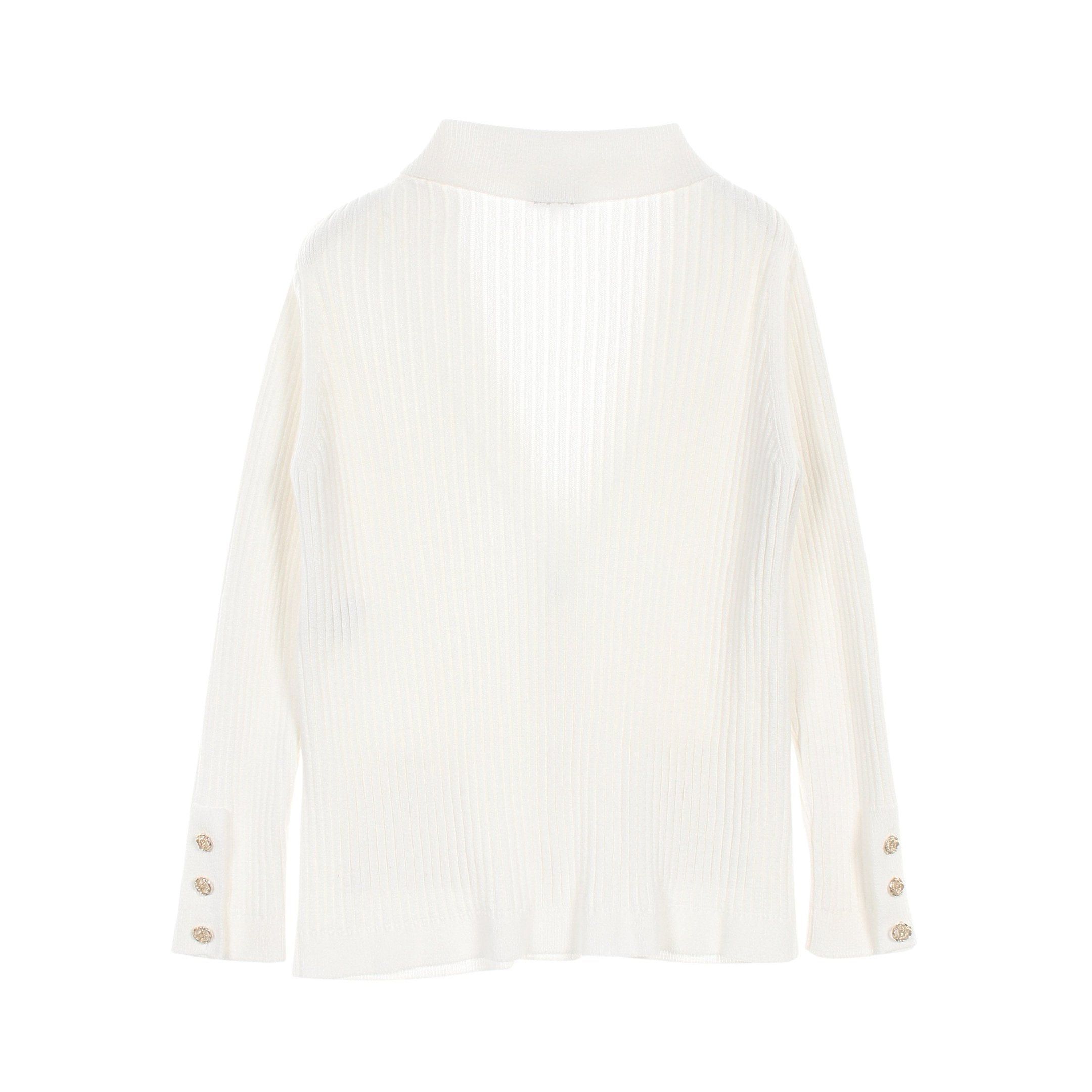 Chanel Chanel Cocomark Button Knitted Jacket Cardigan Cotton White Size ONE SIZE - 2 Thumbnail