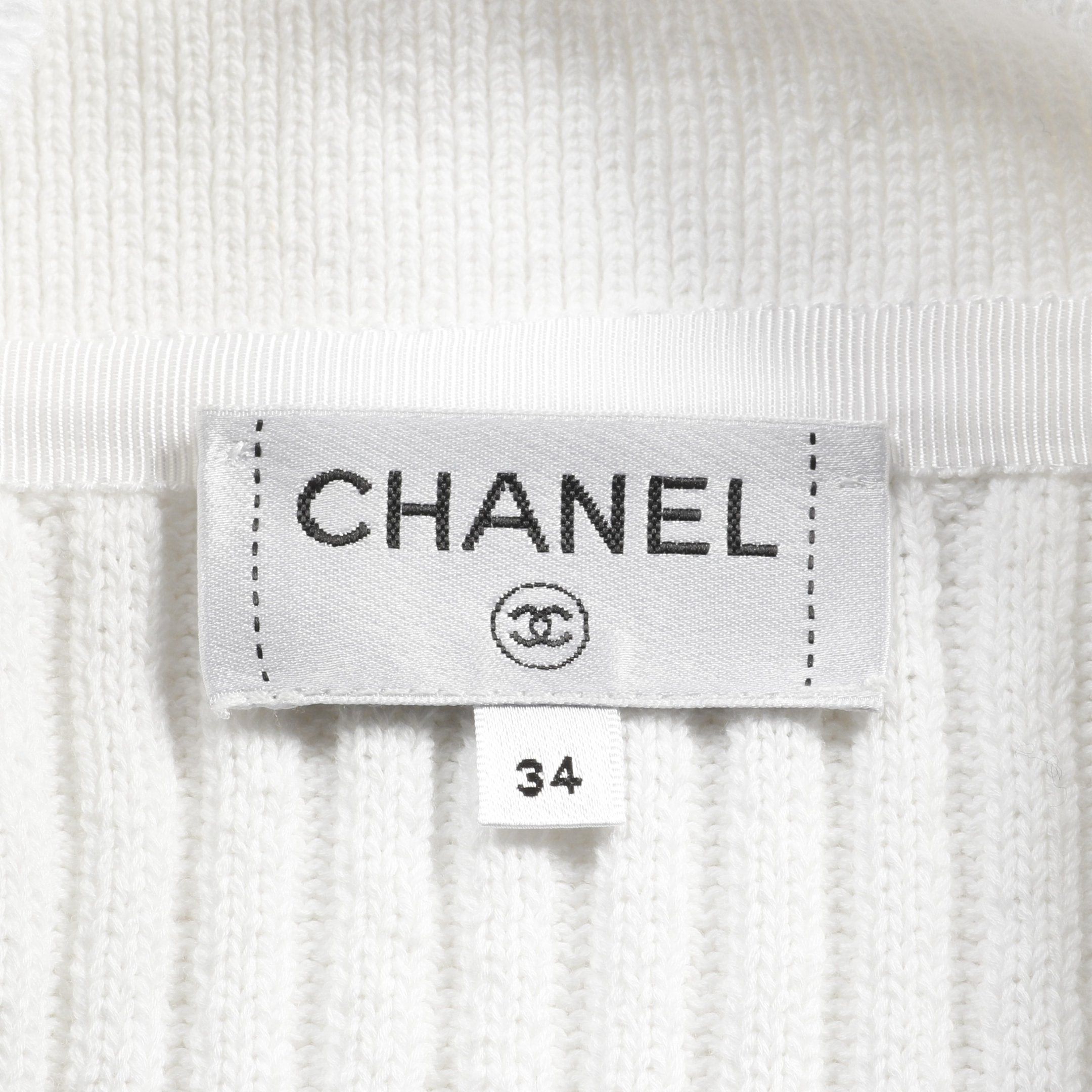 Chanel Chanel Cocomark Button Knitted Jacket Cardigan Cotton White Size ONE SIZE - 3 Thumbnail
