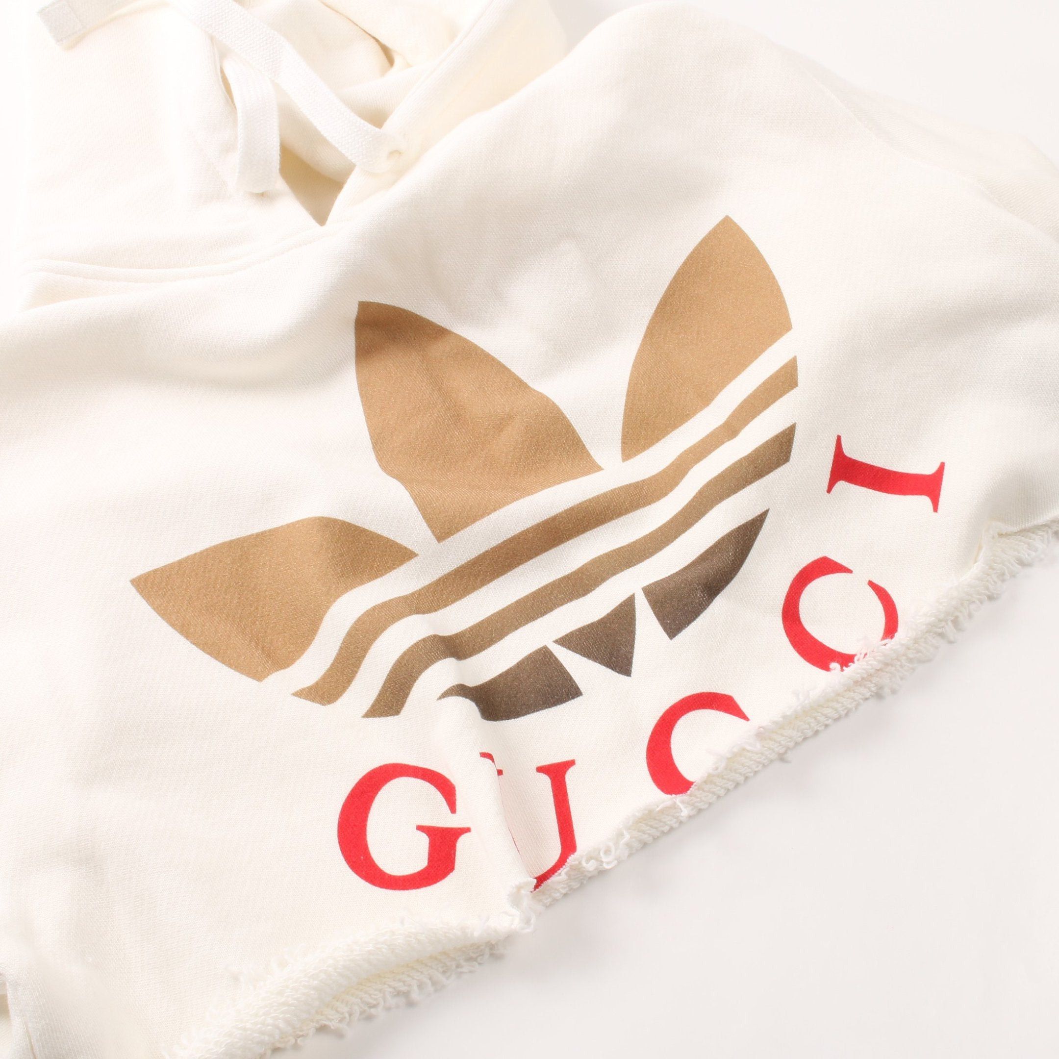 Gucci Gucci Gucci * Adidas Cropped Pullover Hoodie Cut Off Cotton White Size ONE SIZE - 9 Thumbnail