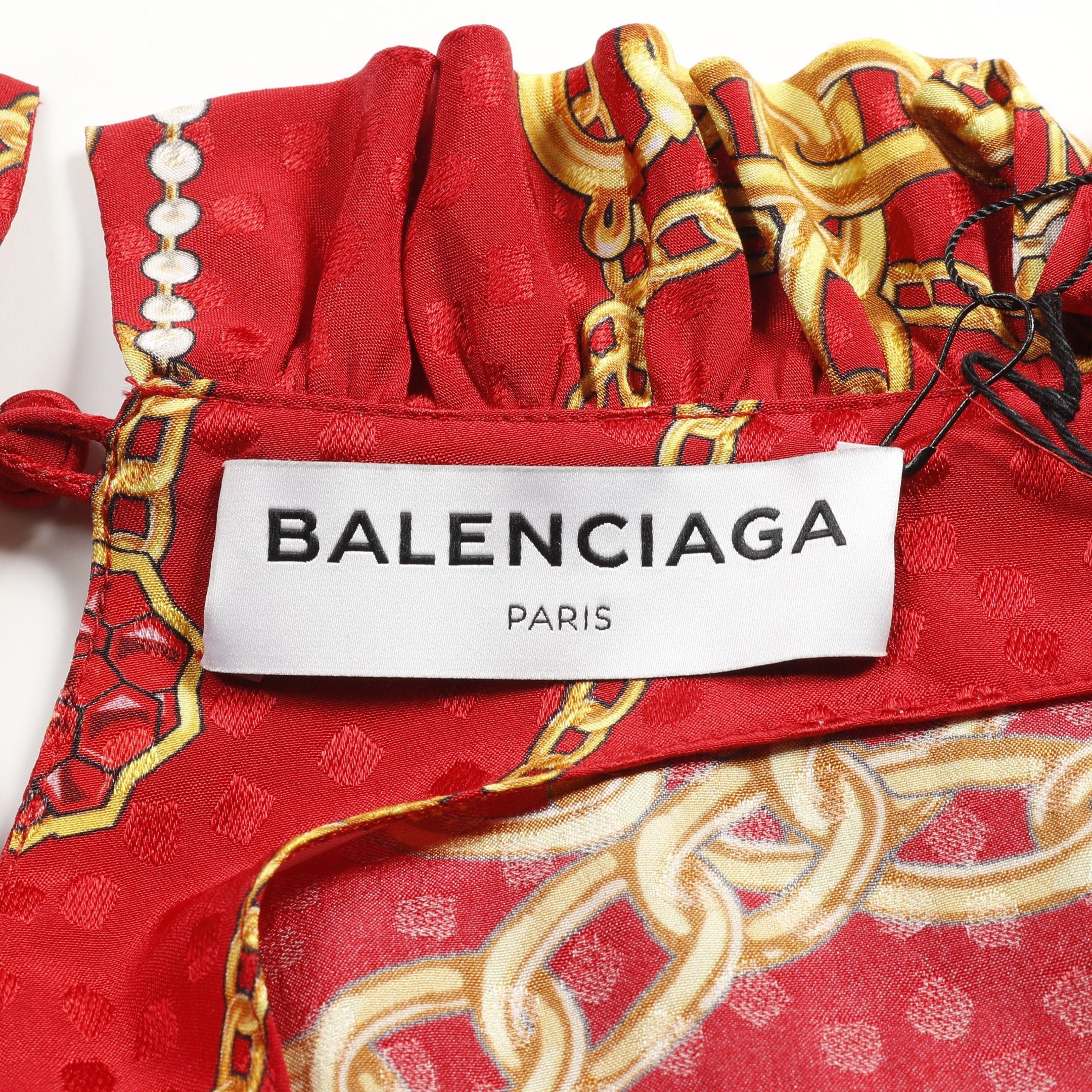 Balenciaga Balenciaga One Piece All-Over Pattern Silk Red Black Multicolor Size ONE SIZE - 3 Thumbnail