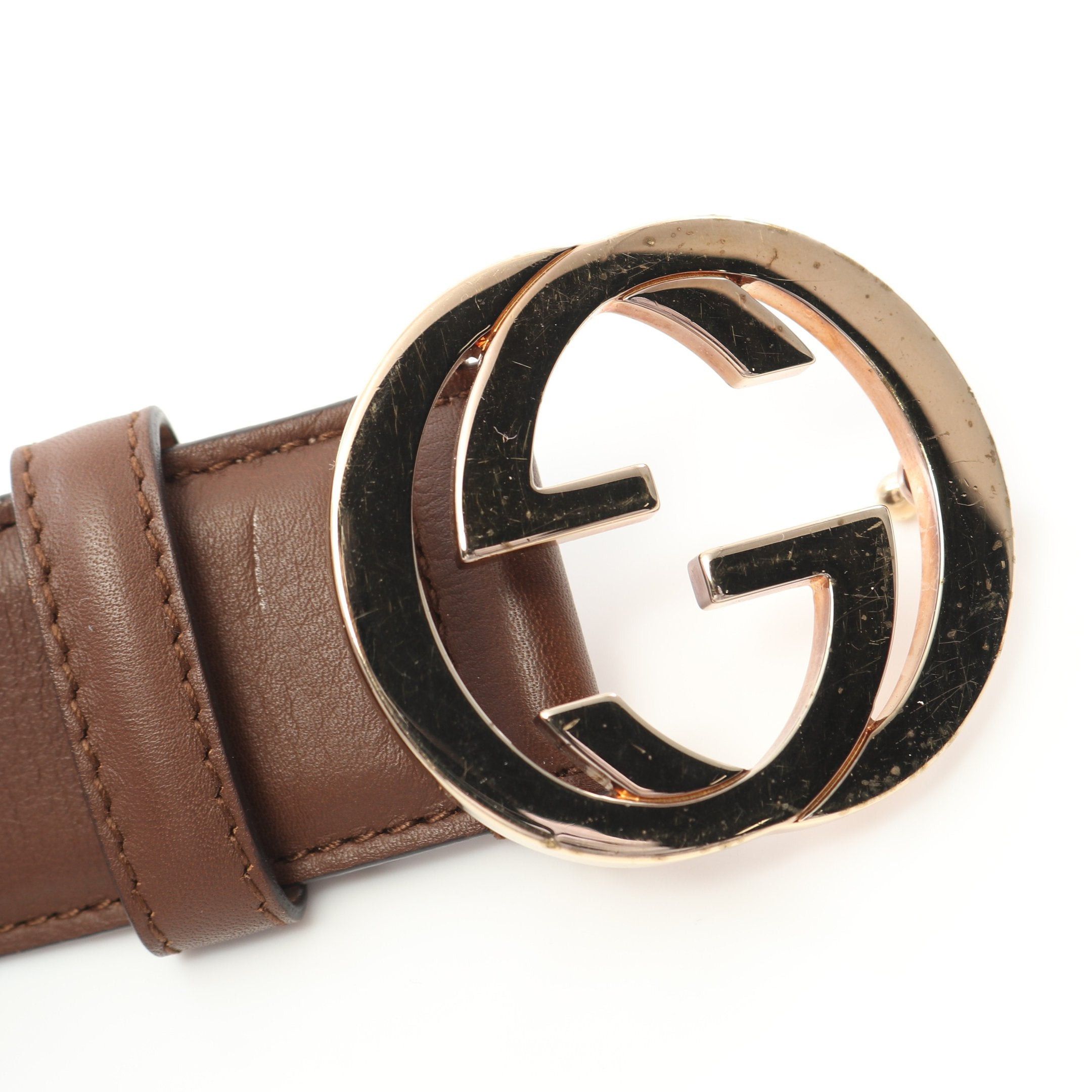 Gucci Gucci Interlocking G Belt Leather Brown Gold Hardware Size ONE SIZE - 8 Thumbnail