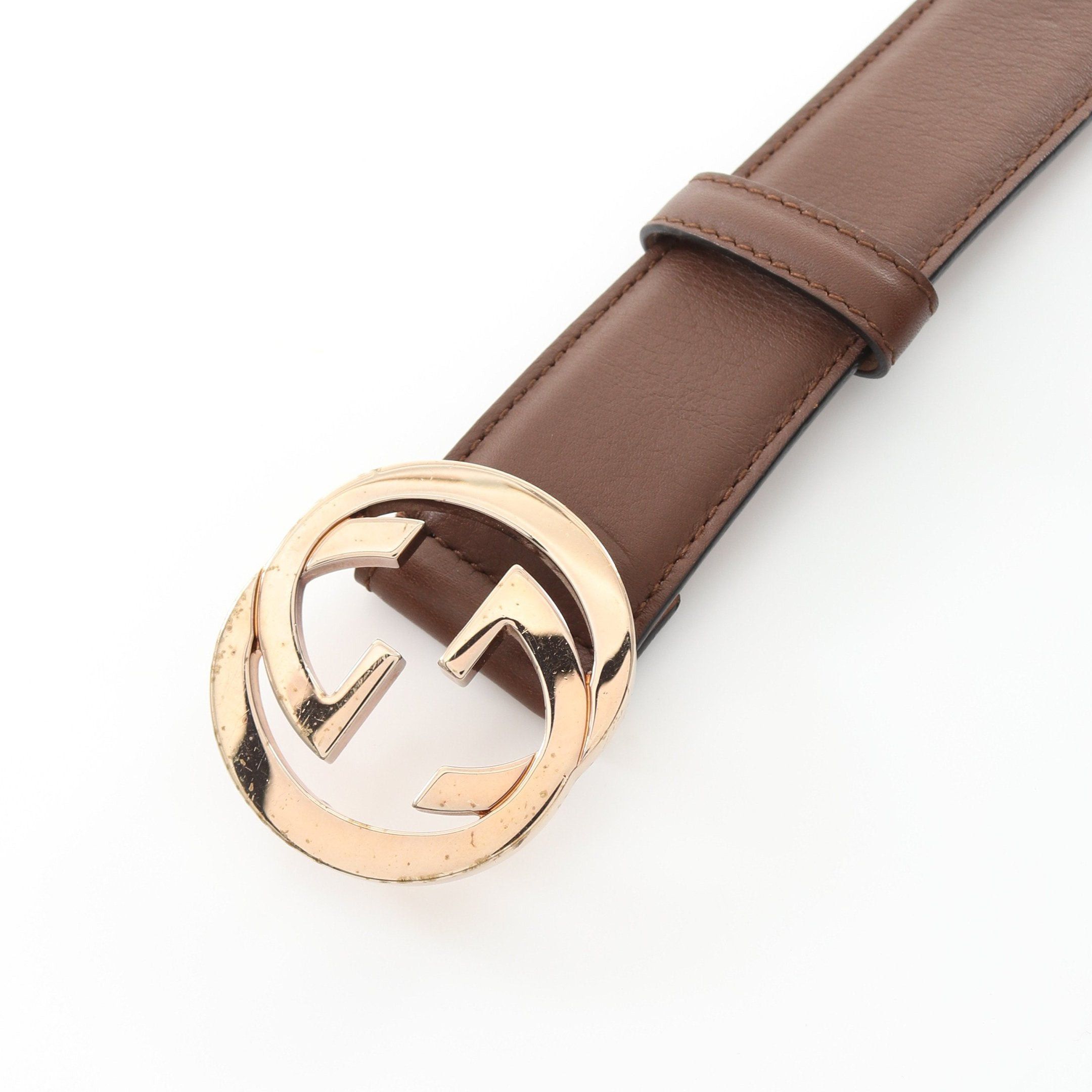 Gucci Gucci Interlocking G Belt Leather Brown Gold Hardware Size ONE SIZE - 2 Thumbnail