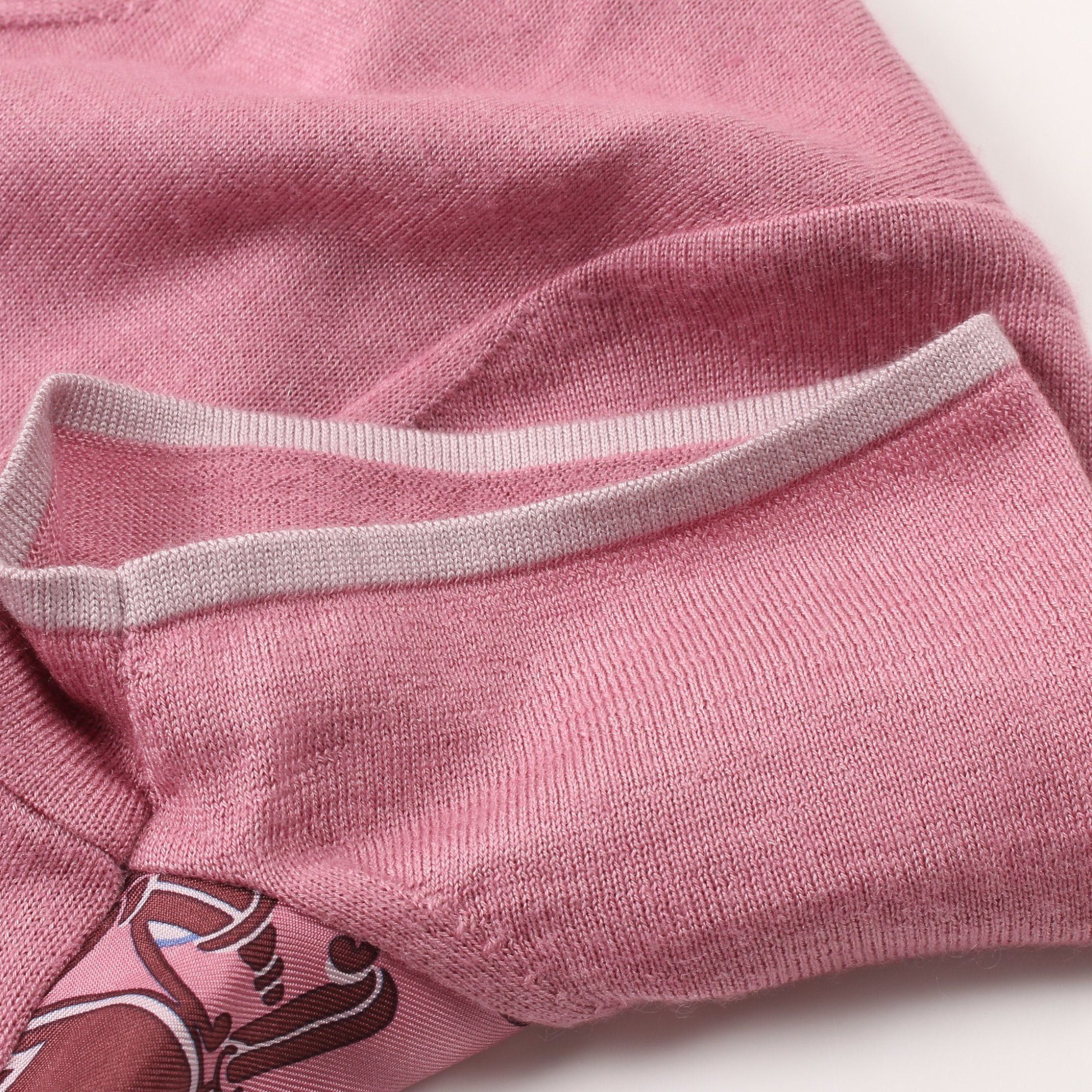 Hermes Hermes Twill Laine Ex-Libris T-Shirt Silk Cashmere Pink Purple Size ONE SIZE - 5 Thumbnail