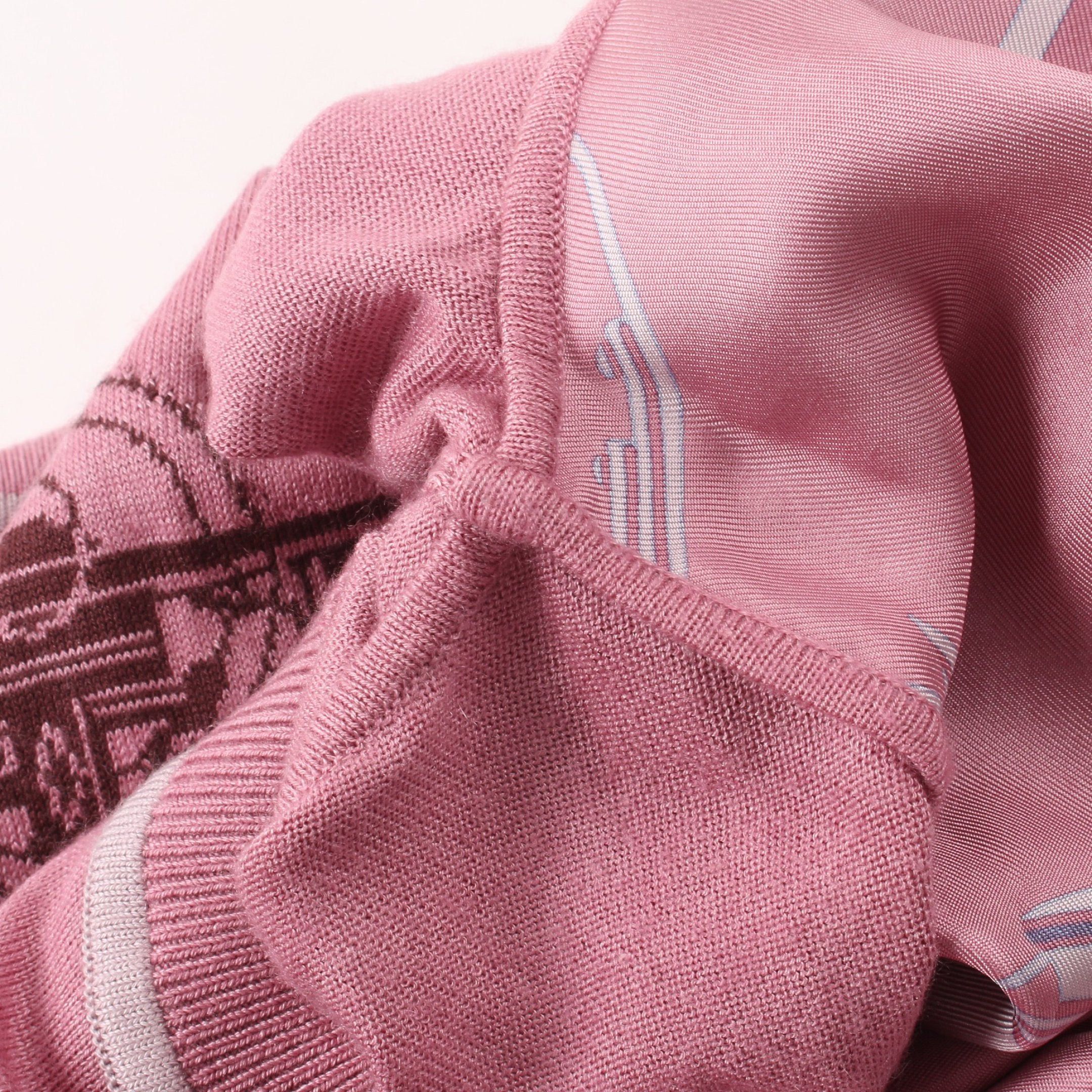 Hermes Hermes Twill Laine Ex-Libris T-Shirt Silk Cashmere Pink Purple Size ONE SIZE - 7 Thumbnail