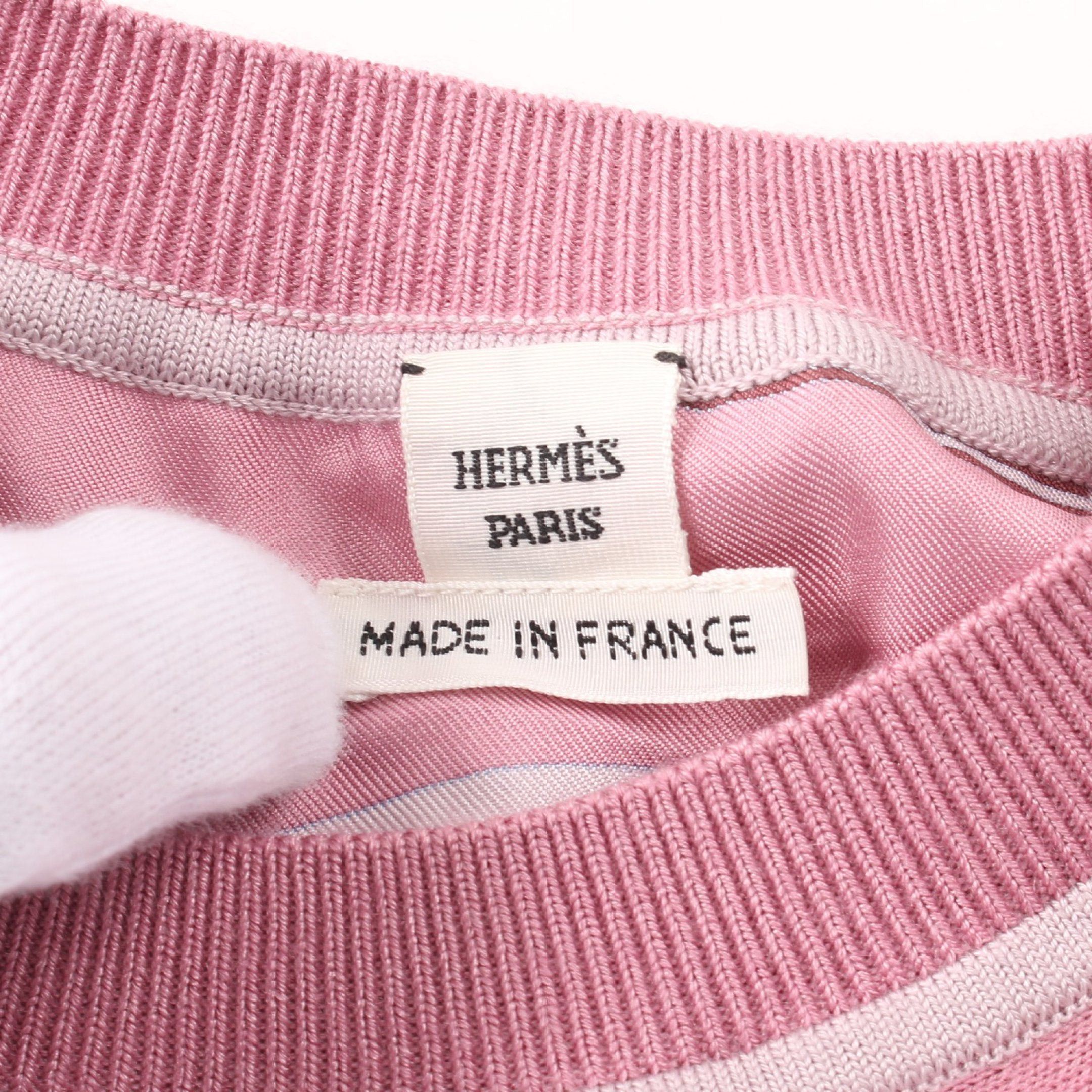 Hermes Hermes Twill Laine Ex-Libris T-Shirt Silk Cashmere Pink Purple Size ONE SIZE - 3 Thumbnail