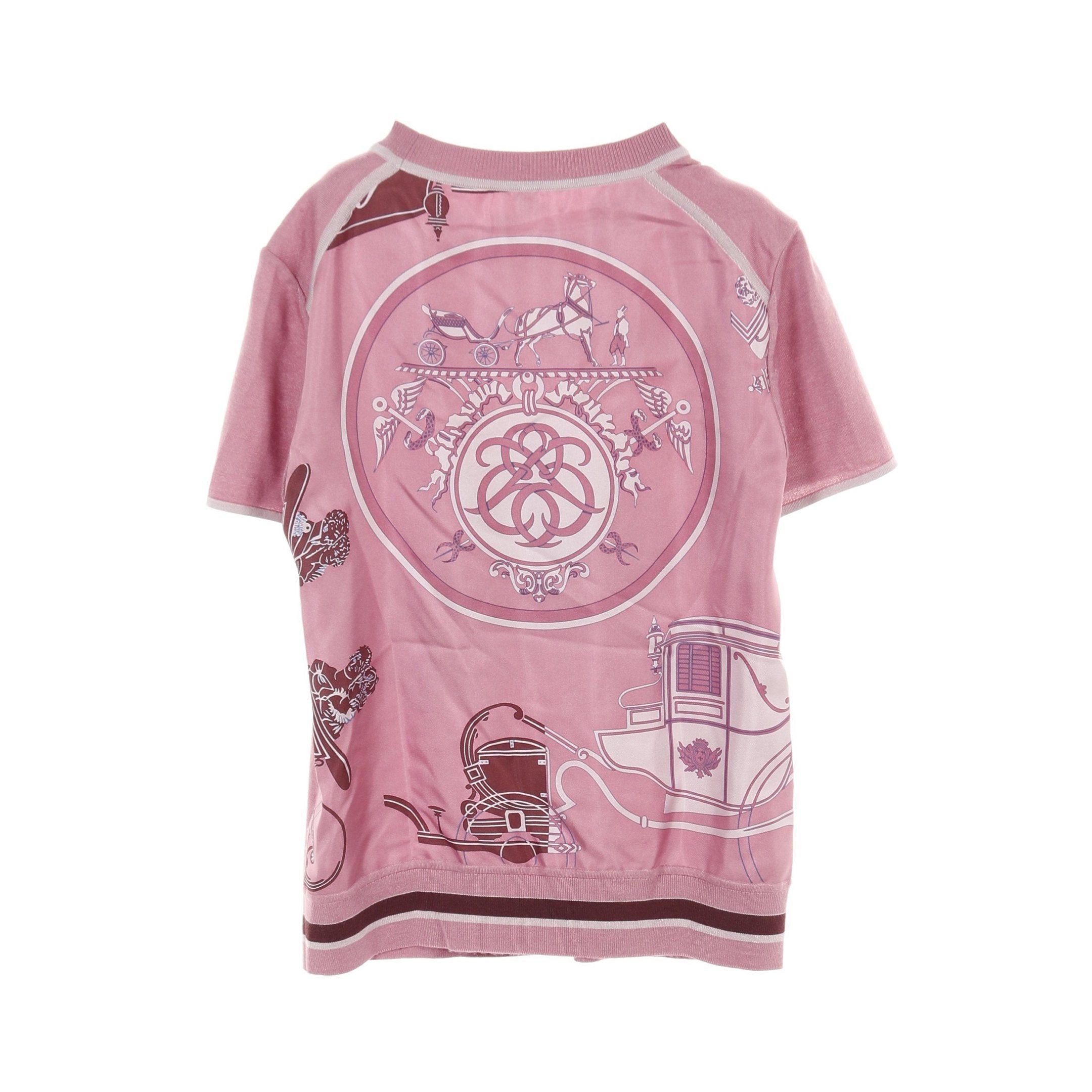 Hermes Hermes Twill Laine Ex-Libris T-Shirt Silk Cashmere Pink Purple Size ONE SIZE - 2 Thumbnail