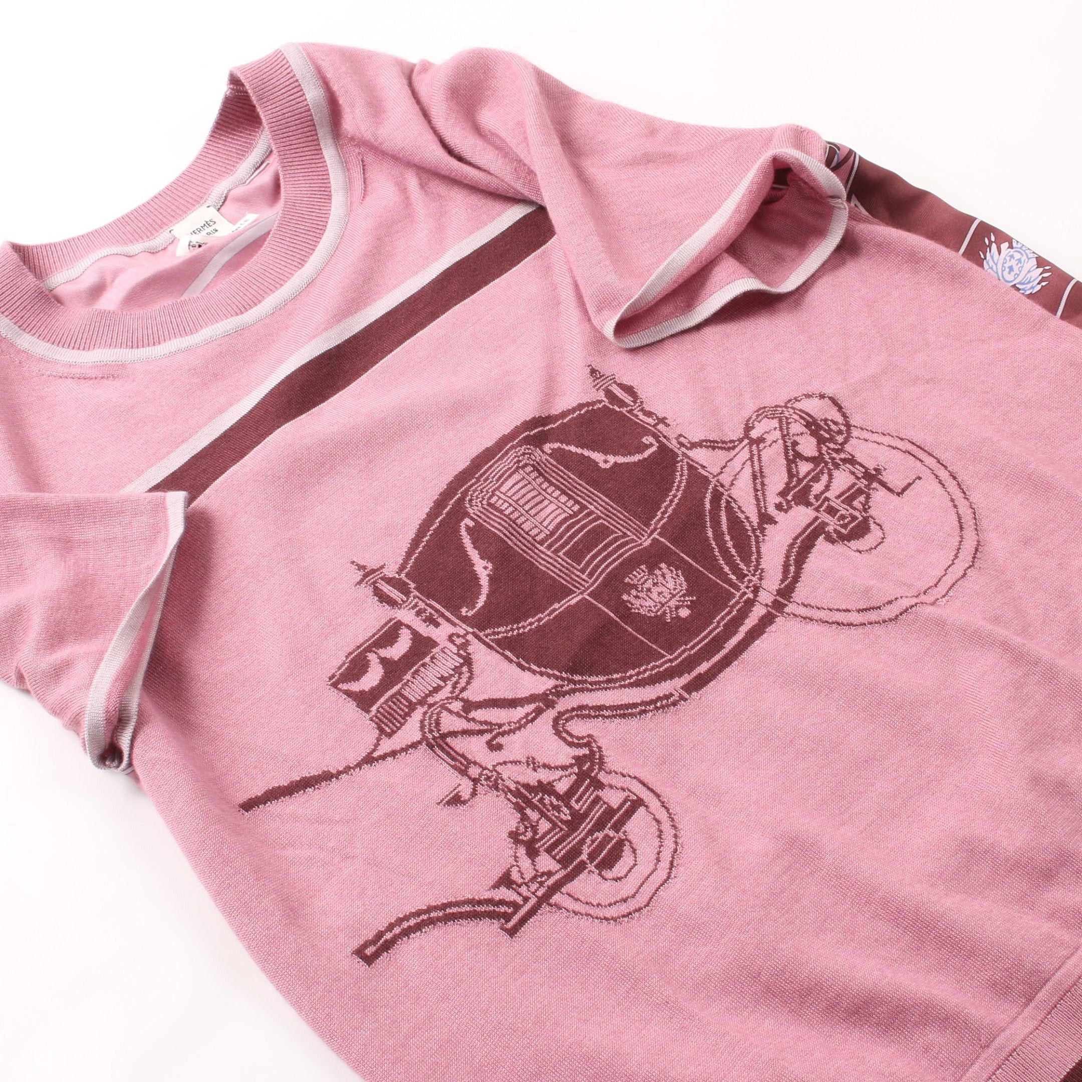 Hermes Hermes Twill Laine Ex-Libris T-Shirt Silk Cashmere Pink Purple Size ONE SIZE - 8 Thumbnail