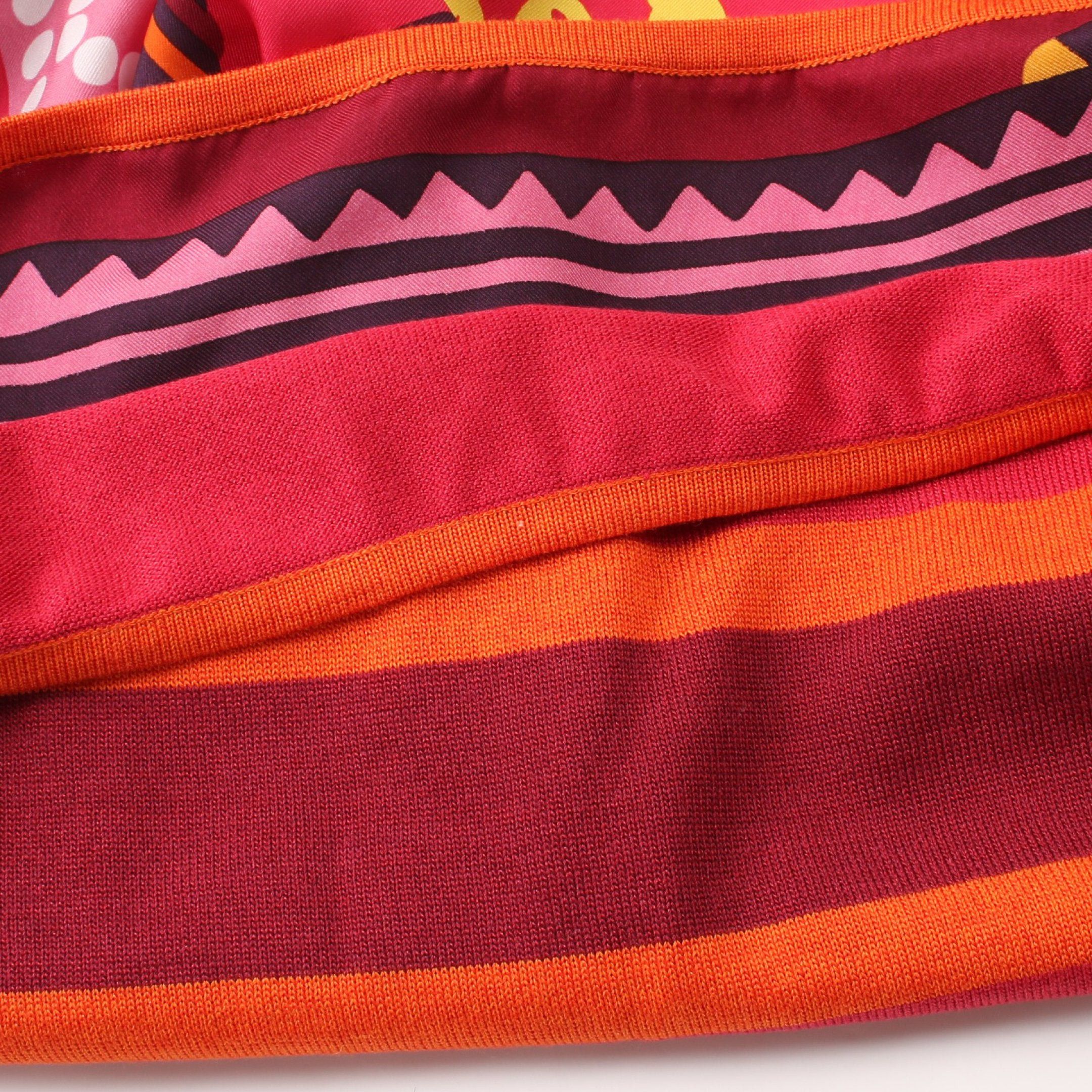 Hermes Hermes Fantaisie T-Shirt Cotton Twill Color-Block Silk Red Multicolor Size ONE SIZE - 7 Thumbnail